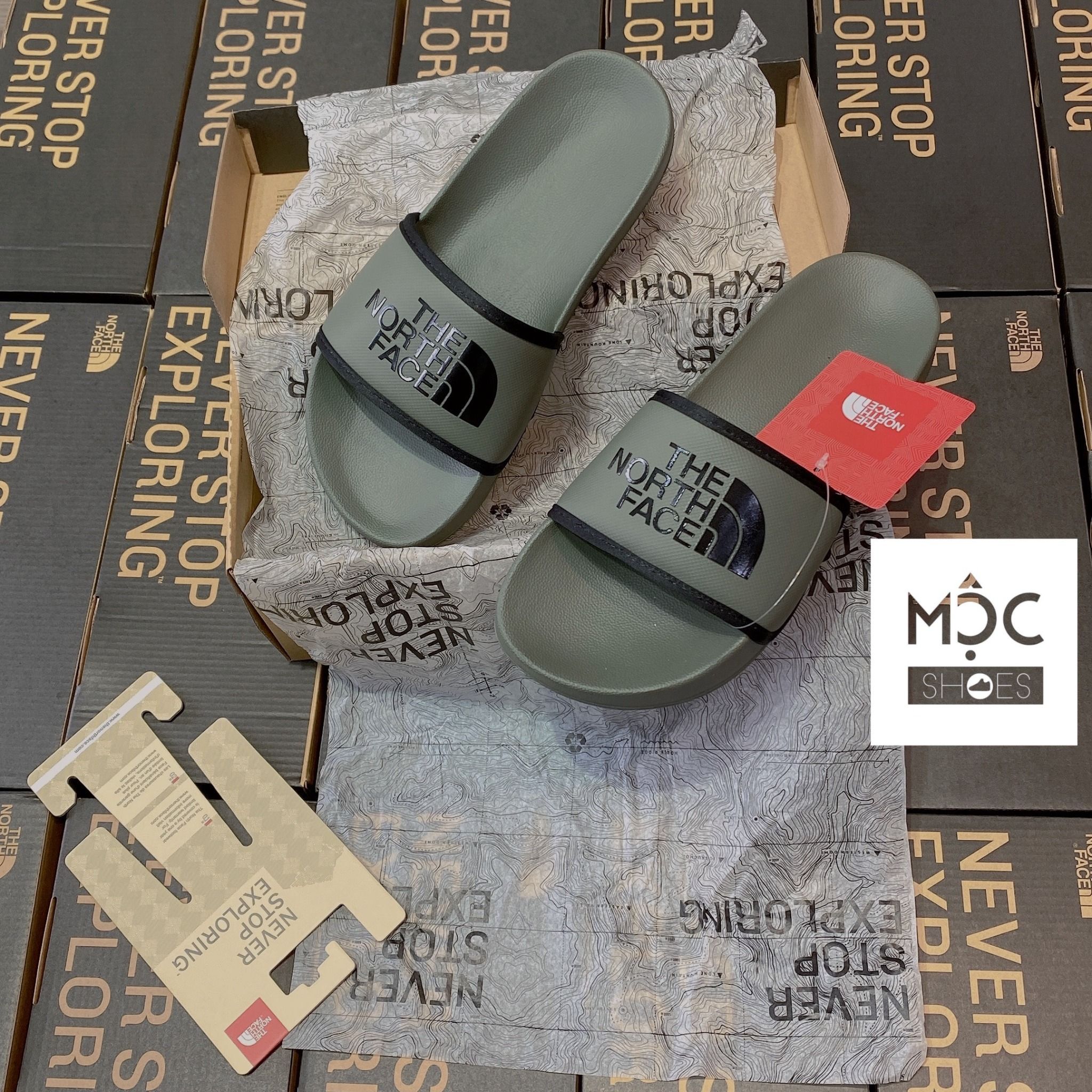  0216 - HÀNG CHÍNH HÃNG - DÉP THE NORTH FACE BASE CAMP SLIDE III - XANH RÊU - *OLIVE* - 2021** - Code: NF0A4T2RKY4 