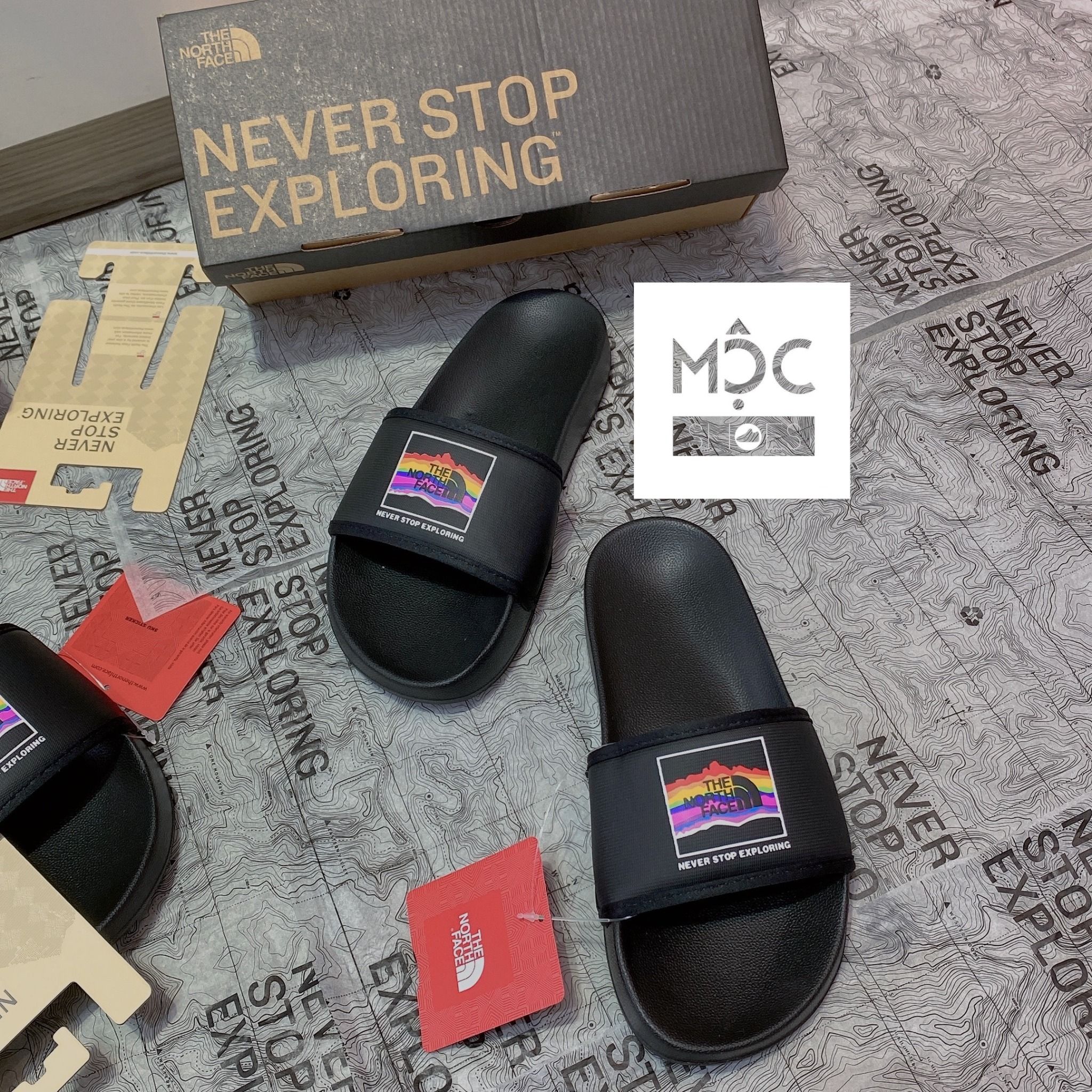  0217 - HÀNG CHÍNH HÃNG - DÉP THE NORTH FACE BASE CAMP SLIDE III - ĐEN 7 MÀU - *MULTICOLOR* - 2021** - Code: NF0A4T2RKY4 