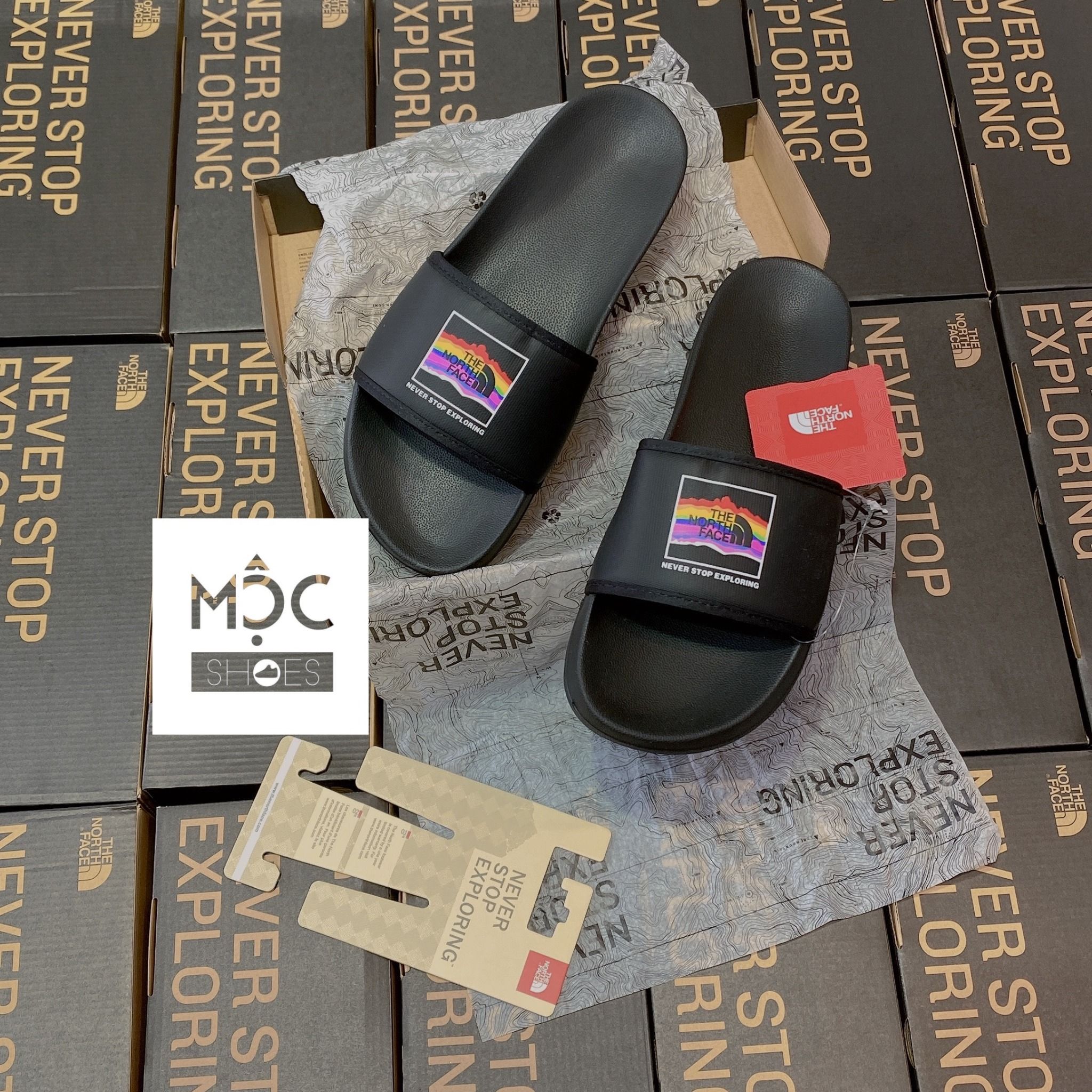  0217 - HÀNG CHÍNH HÃNG - DÉP THE NORTH FACE BASE CAMP SLIDE III - ĐEN 7 MÀU - *MULTICOLOR* - 2021** - Code: NF0A4T2RKY4 