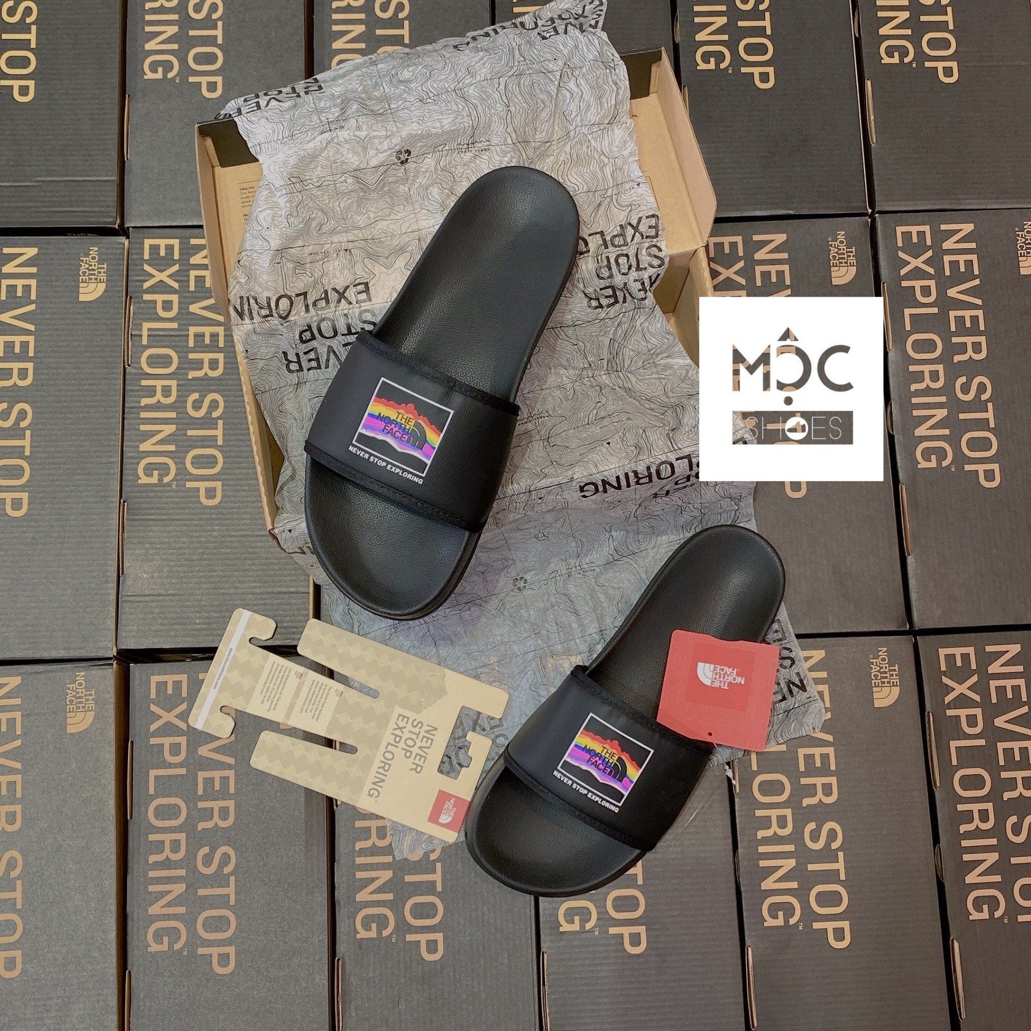 0217 - HÀNG CHÍNH HÃNG - DÉP THE NORTH FACE BASE CAMP SLIDE III - ĐEN 7 MÀU - *MULTICOLOR* - 2021** - Code: NF0A4T2RKY4 