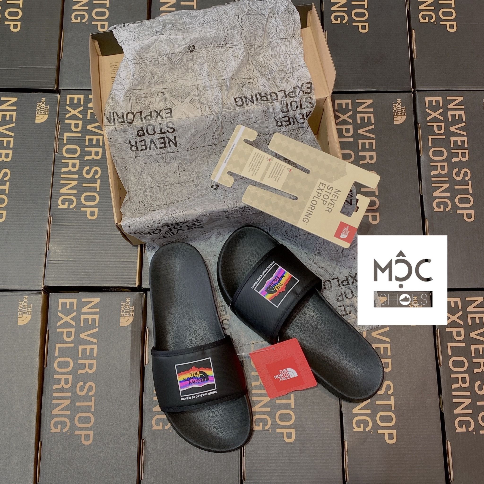  0217 - HÀNG CHÍNH HÃNG - DÉP THE NORTH FACE BASE CAMP SLIDE III - ĐEN 7 MÀU - *MULTICOLOR* - 2021** - Code: NF0A4T2RKY4 