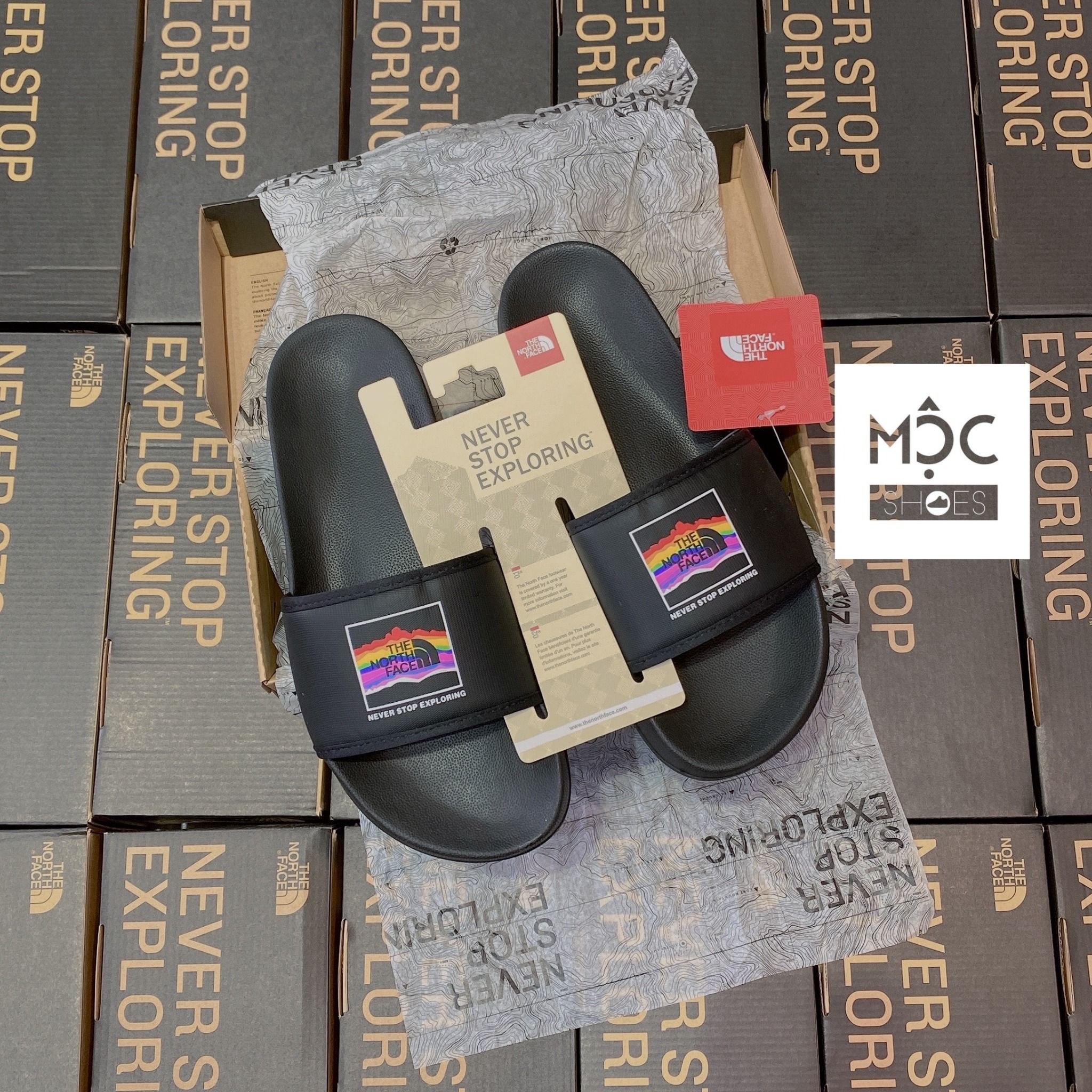  0217 - HÀNG CHÍNH HÃNG - DÉP THE NORTH FACE BASE CAMP SLIDE III - ĐEN 7 MÀU - *MULTICOLOR* - 2021** - Code: NF0A4T2RKY4 