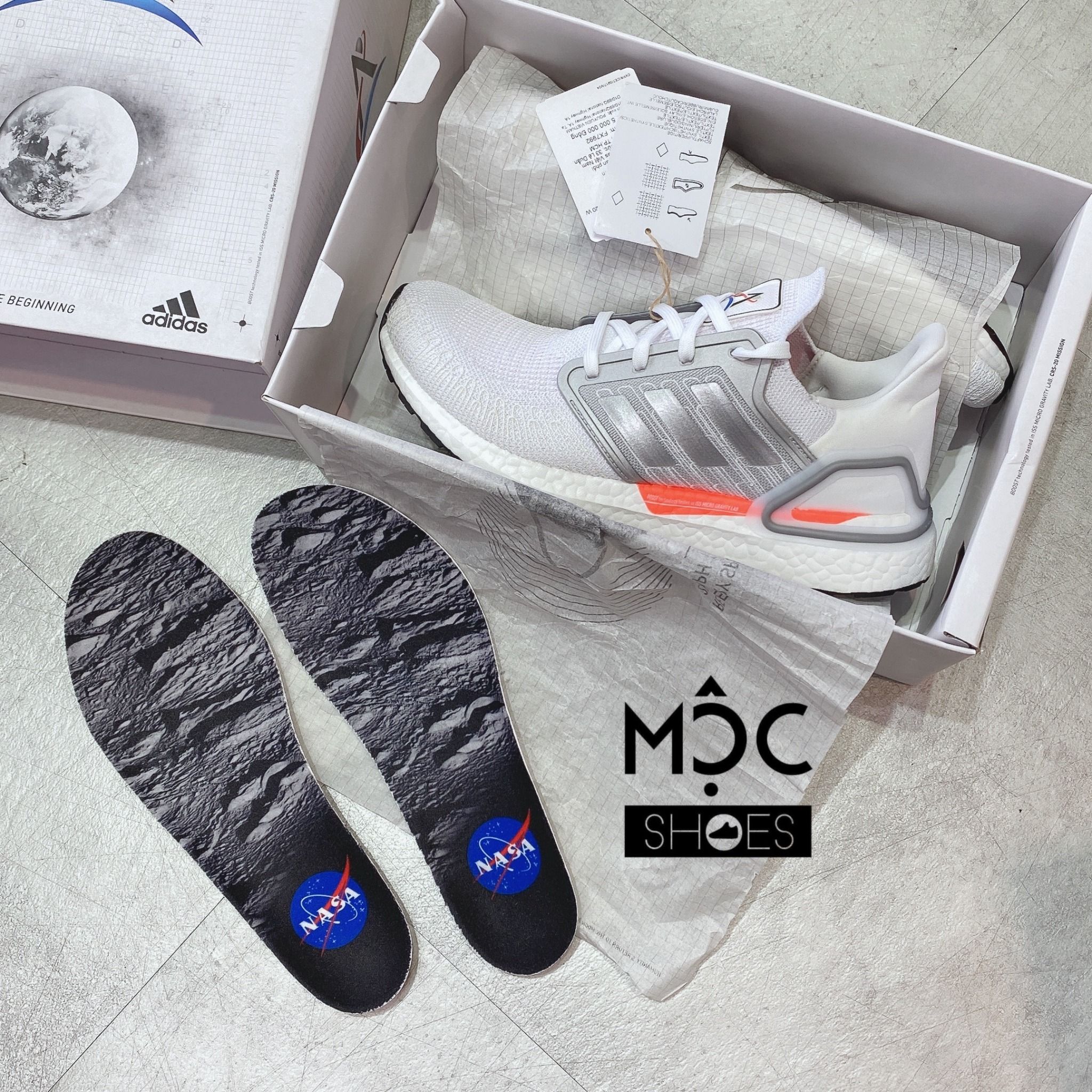  0238  - HÀNG CHÍNH HÃNG - GIÀY ADIDAS ULTRABOOST 20 TRẮNG NASA - *WHITE GREY* - 2022** - Code: FX7992 