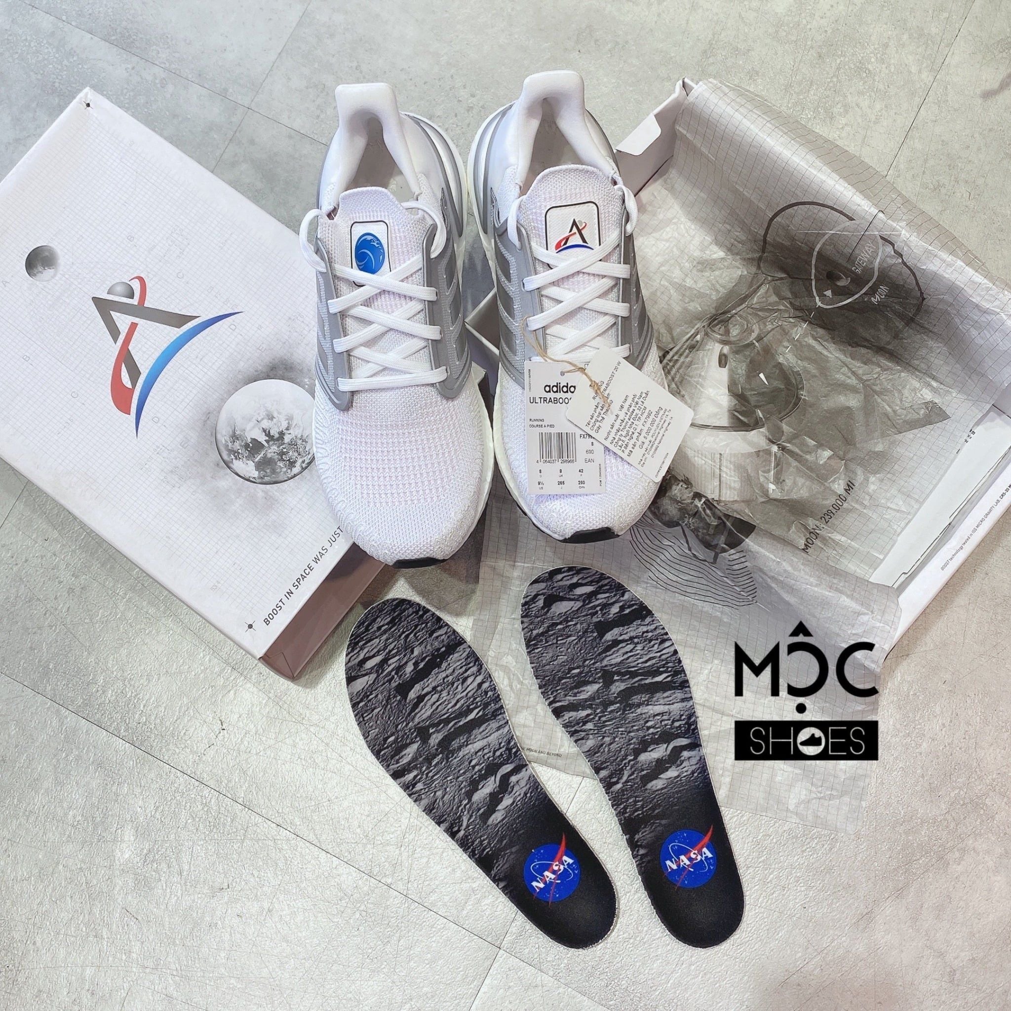 0238 HÀNG CHÍNH HÃNG GIÀY ADIDAS ULTRABOOST 20 TRẮNG NASA *WHITE GREY  2022** Code: FX7992