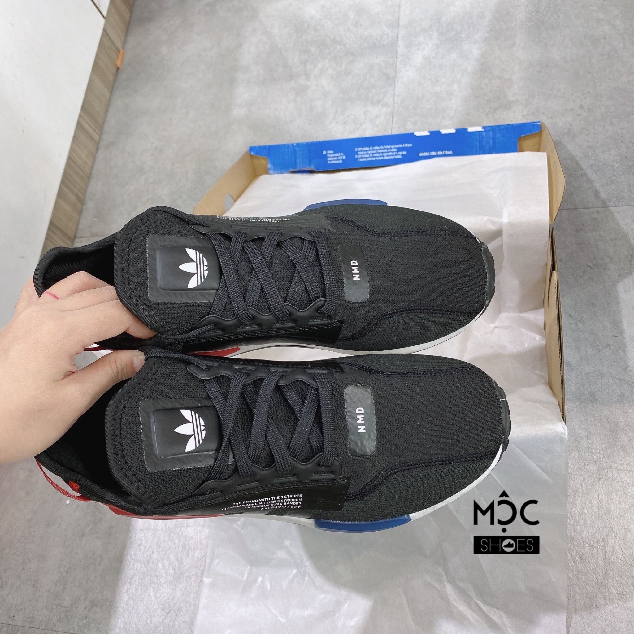  0254 - HÀNG CHÍNH HÃNG - GIÀY ADIDAS NMD (16) - R1V2 Đen Đế Trắng - 2 Cục Xanh Đỏ - MÀU ĐEN - *2022* 