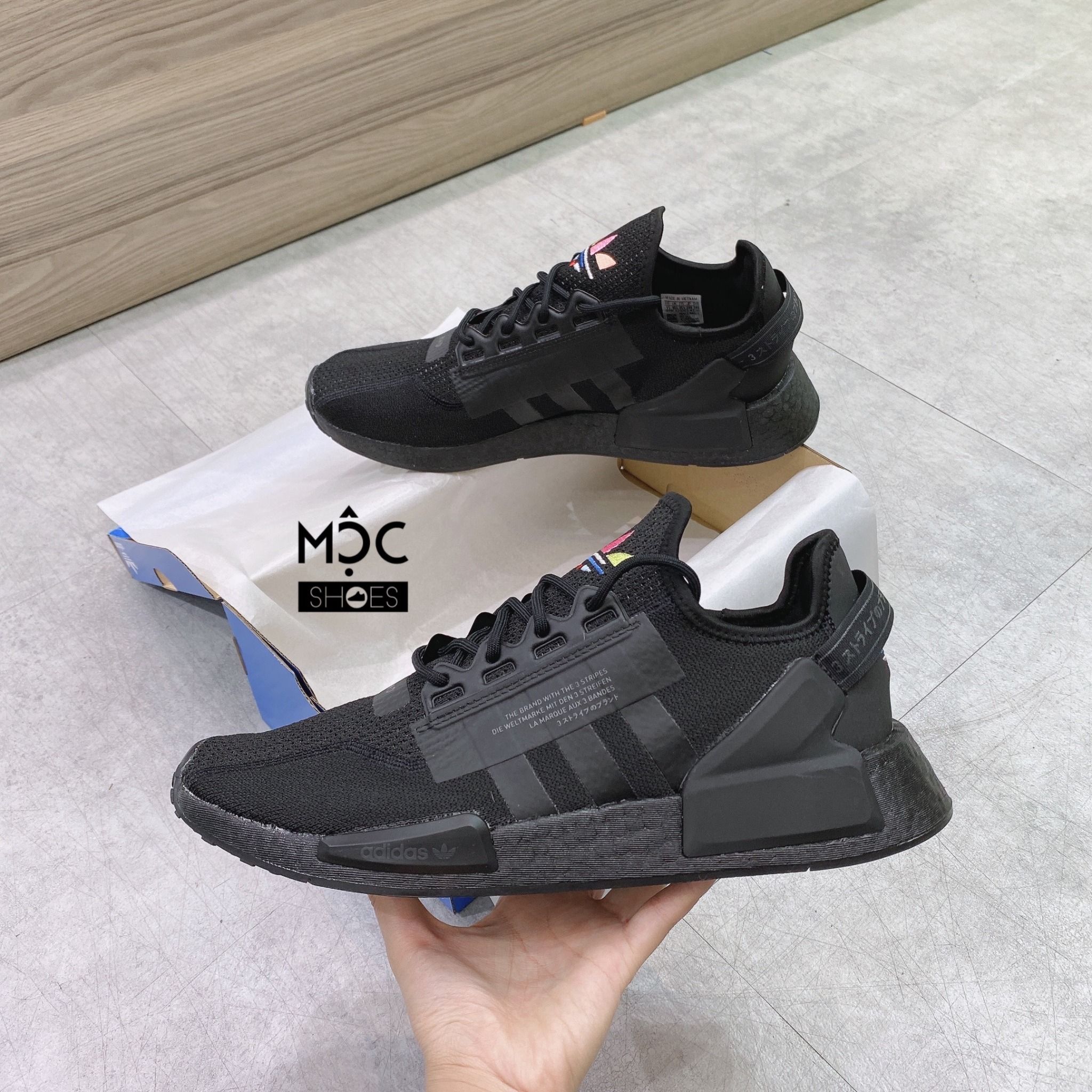  0252 - HÀNG CHÍNH HÃNG - GIÀY ADIDAS NMD (17) - R1V2 Logo 7 màu - MÀU ĐEN - *2022* 