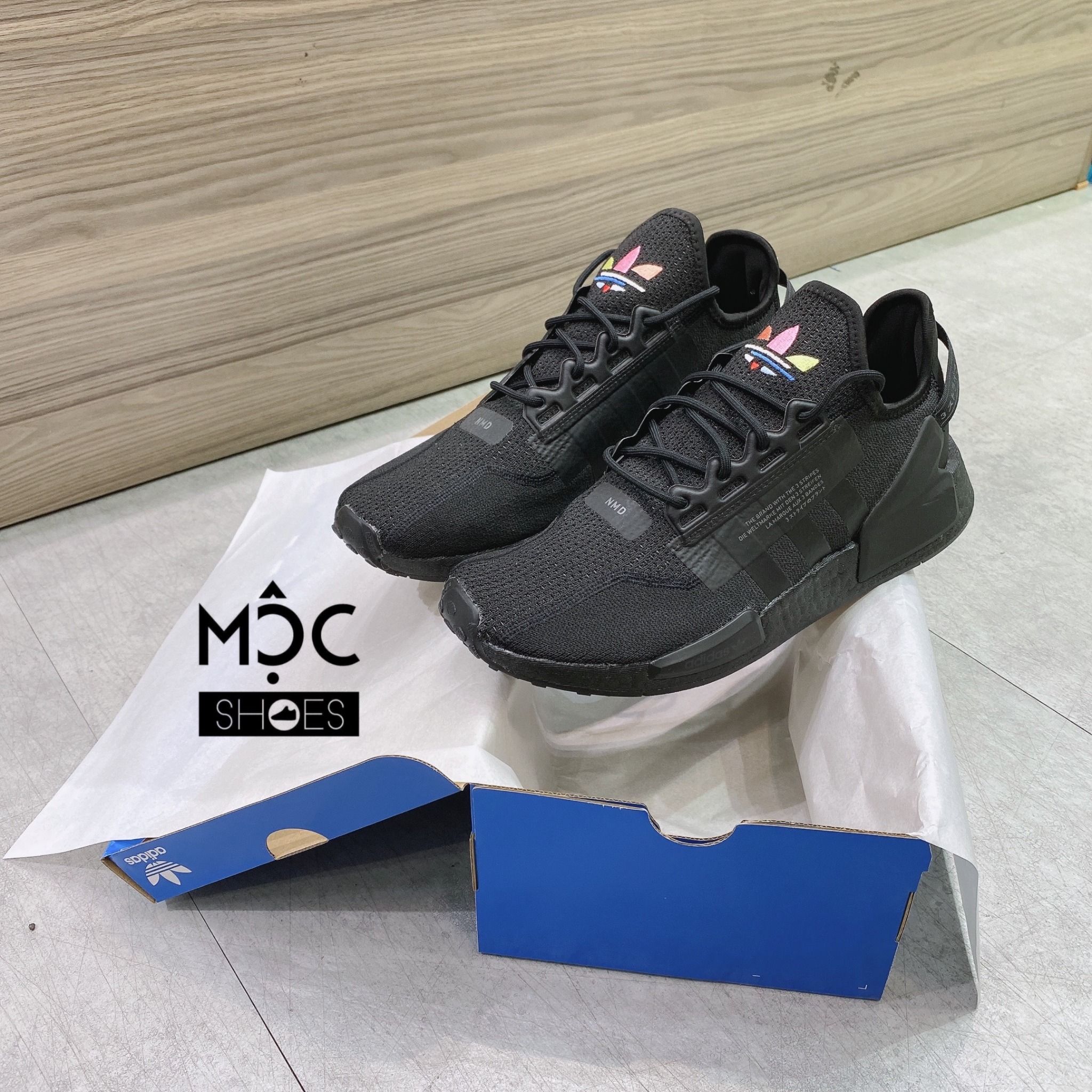  0252 - HÀNG CHÍNH HÃNG - GIÀY ADIDAS NMD (17) - R1V2 Logo 7 màu - MÀU ĐEN - *2022* 