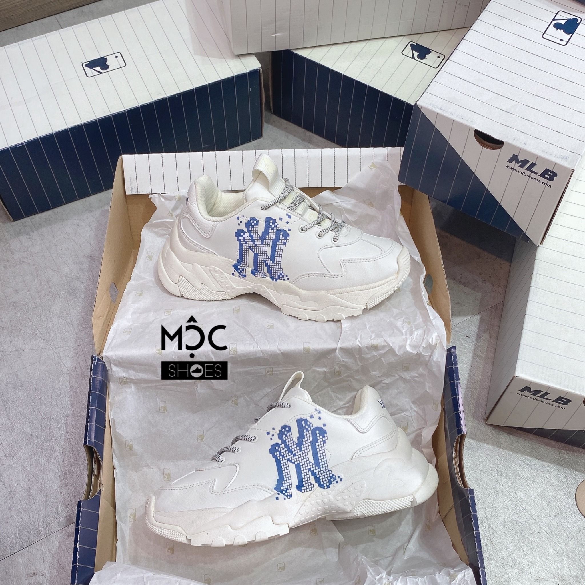  0270 - [CHÍNH HÃNG] Giày thể thao Sneaker MLB Big Ball Chunky - New York 3D - Xanh Blue - Season 2022 