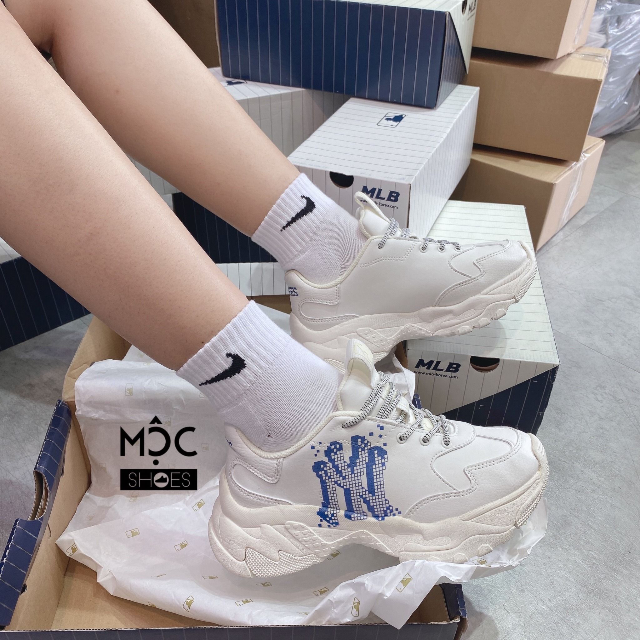  0270 - [CHÍNH HÃNG] Giày thể thao Sneaker MLB Big Ball Chunky - New York 3D - Xanh Blue - Season 2022 
