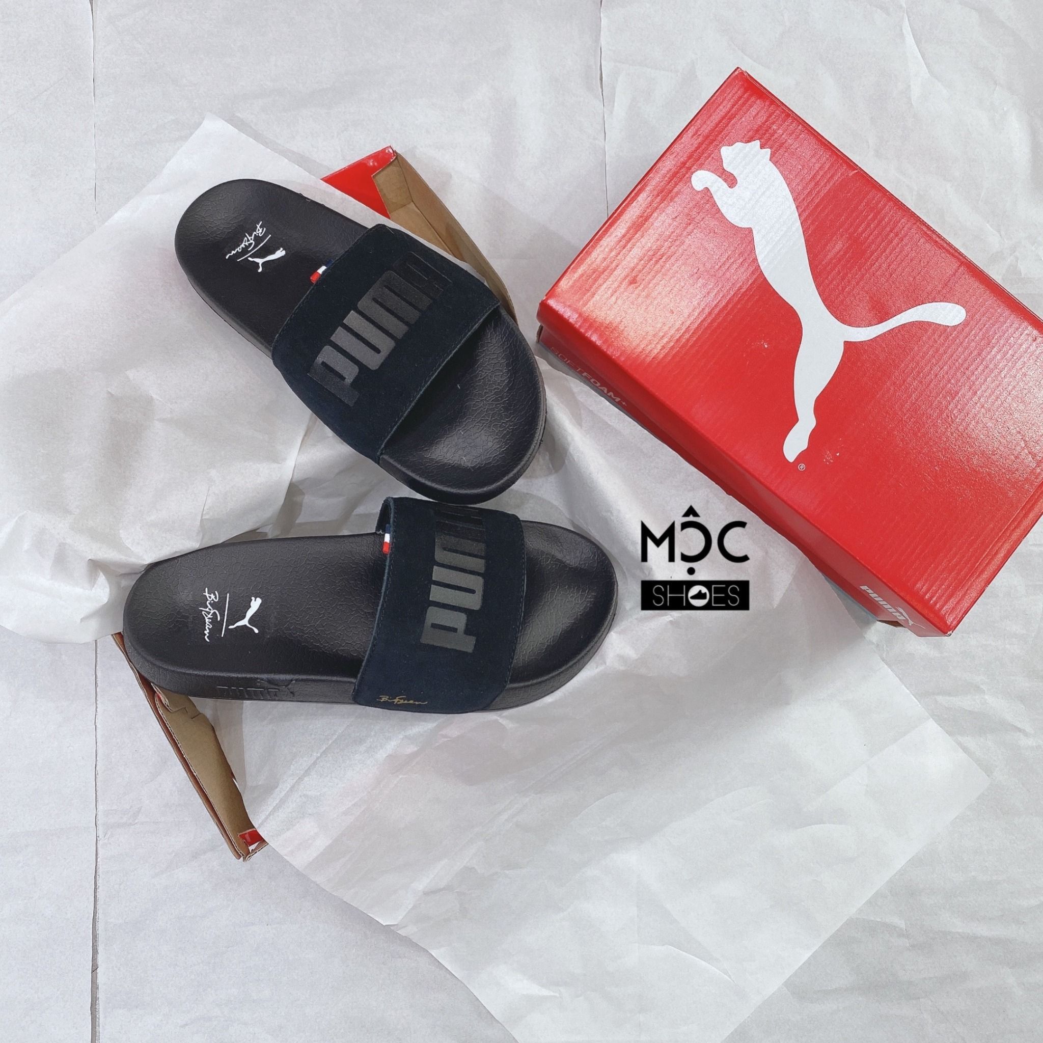  0318 - HÀNG CHÍNH HÃNG - DÉP PUMA SUEDE  LEADCAT - *ĐEN / CỜ PHÁP* - 2022** 