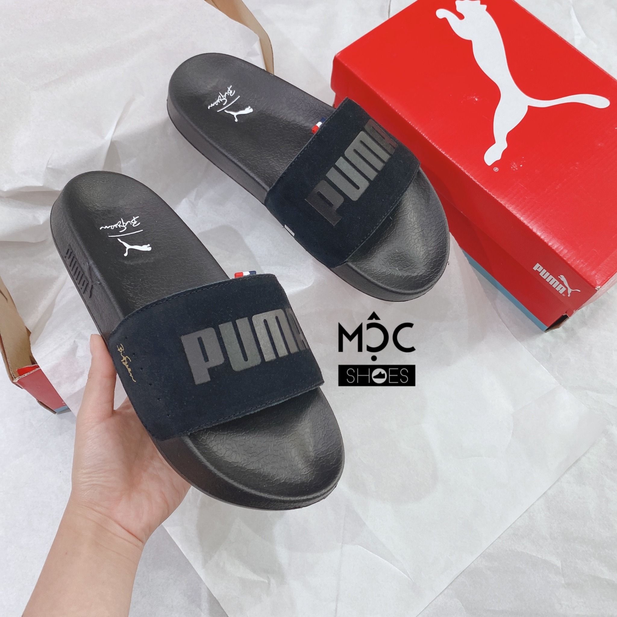  0318 - HÀNG CHÍNH HÃNG - DÉP PUMA SUEDE  LEADCAT - *ĐEN / CỜ PHÁP* - 2022** 