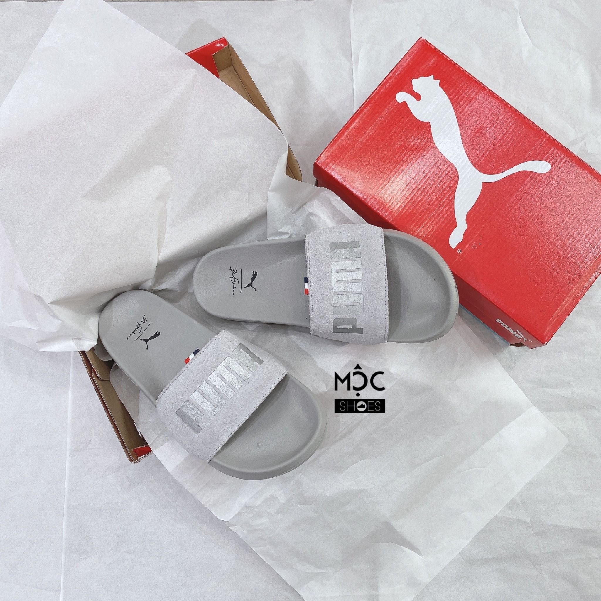  0319 - HÀNG CHÍNH HÃNG - DÉP PUMA SUEDE  LEADCAT - *GREY / CỜ PHÁP* - 2022** 