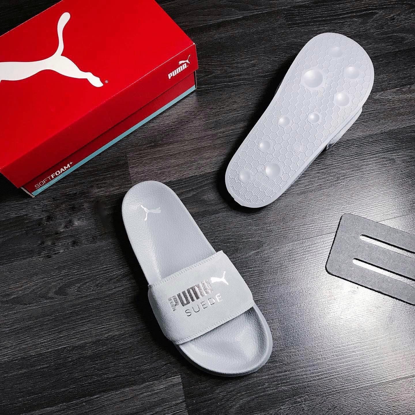  0317 - HÀNG CHÍNH HÃNG - DÉP PUMA SUEDE  LEADCAT - *GREY / LOGO SILVER* - 2022** 