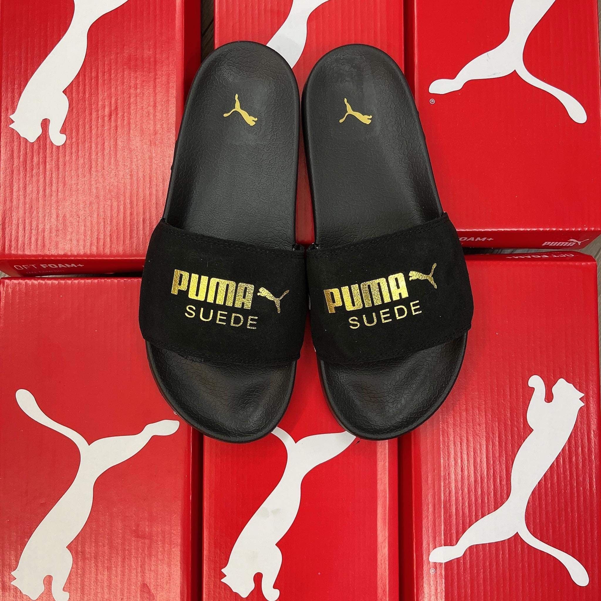  0320 - HÀNG CHÍNH HÃNG - DÉP PUMA SUEDE LEADCAT - *ĐEN / SỌC SUEDE* - 2022** 