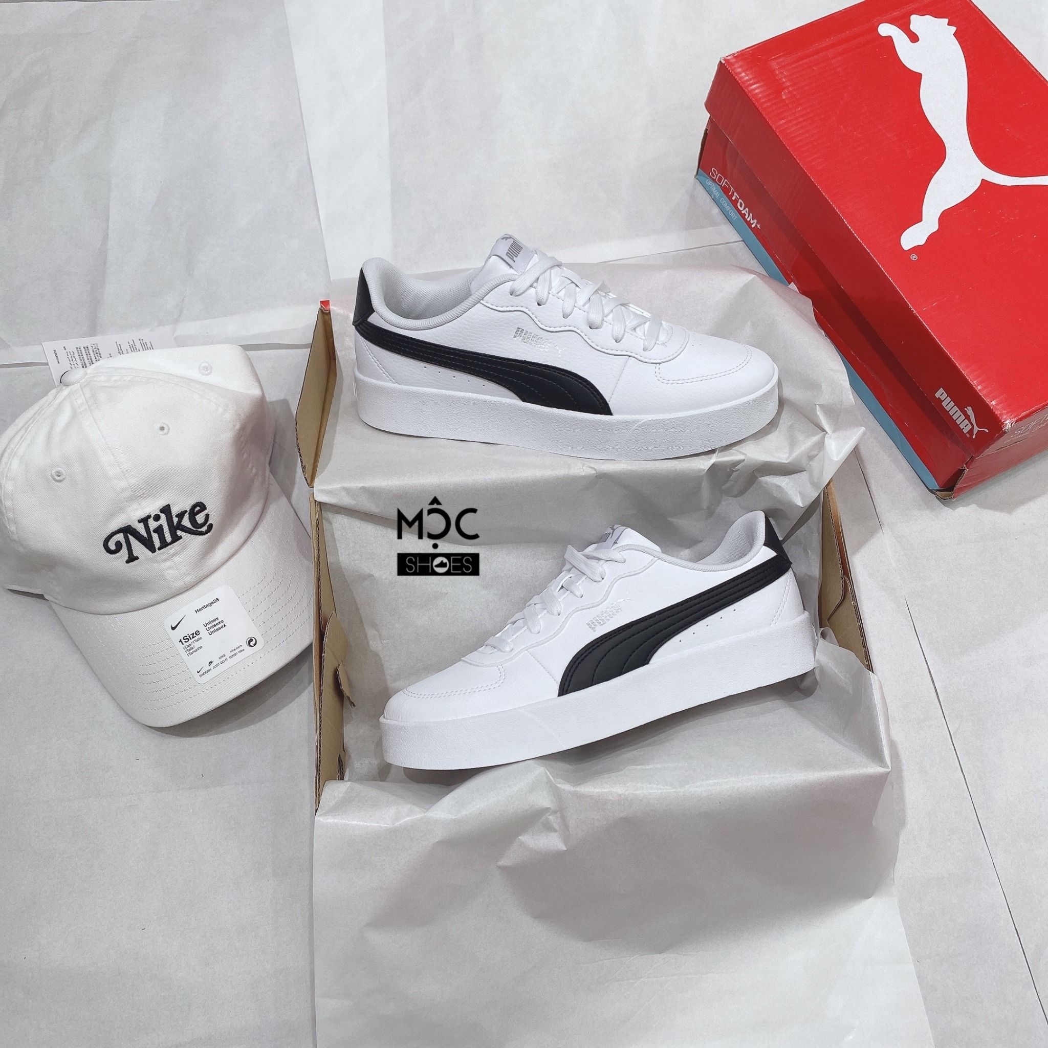 0372 - HÀNG CHÍNH HÃNG - GIÀY PUMA SKYE CLEAN *Trắng Sọc Đen* -  Code: 380147-04 