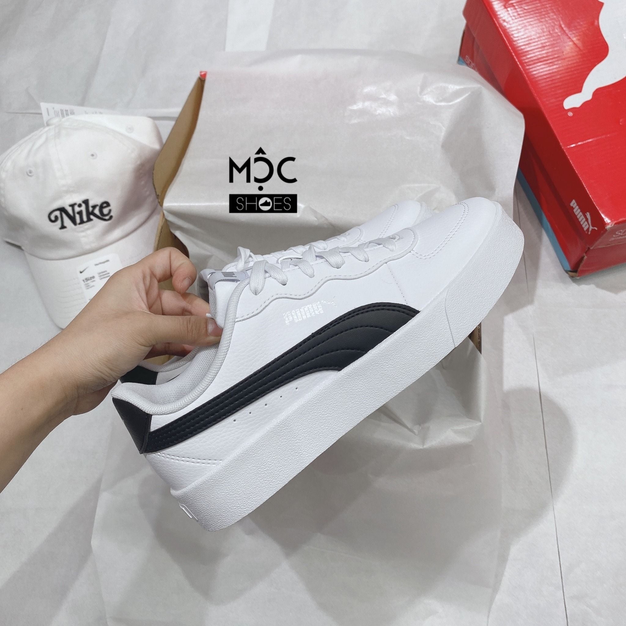  0372 - HÀNG CHÍNH HÃNG - GIÀY PUMA SKYE CLEAN *Trắng Sọc Đen* -  Code: 380147-04 