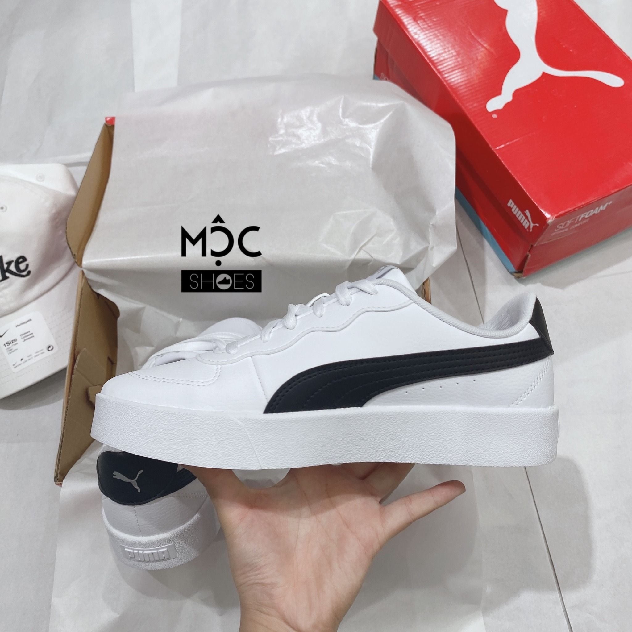  0372 - HÀNG CHÍNH HÃNG - GIÀY PUMA SKYE CLEAN *Trắng Sọc Đen* -  Code: 380147-04 