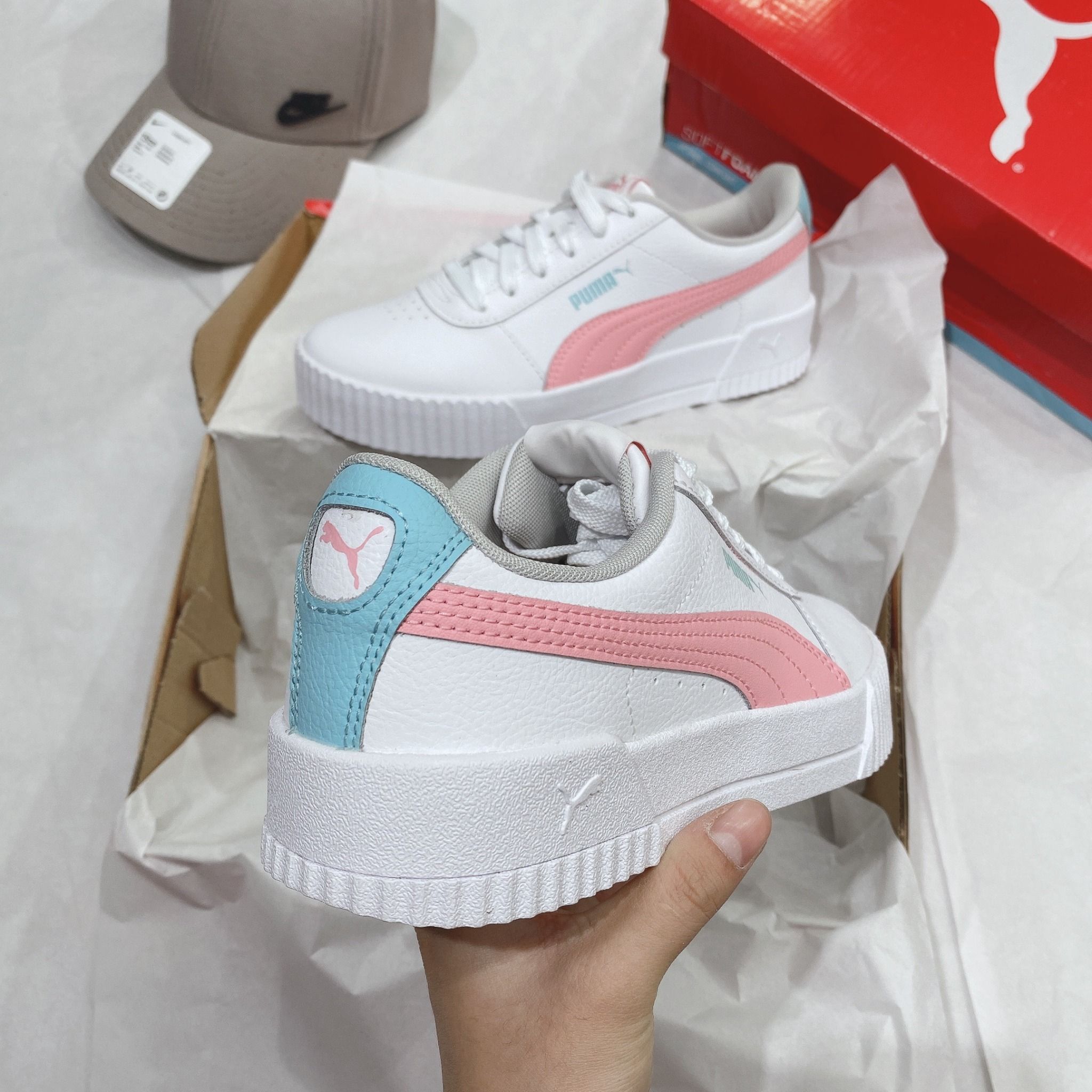 Puma Carina Pink And White PUMA Carina Street Shine Bright