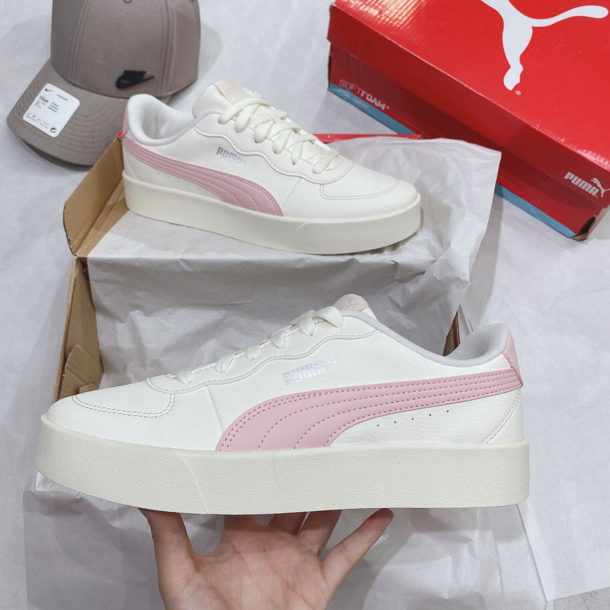 ★PUMA★ Sky Clean White Pink 38014705 380147-05 WMNS) PUMA Skye Clean 'Pink White' 380147-12