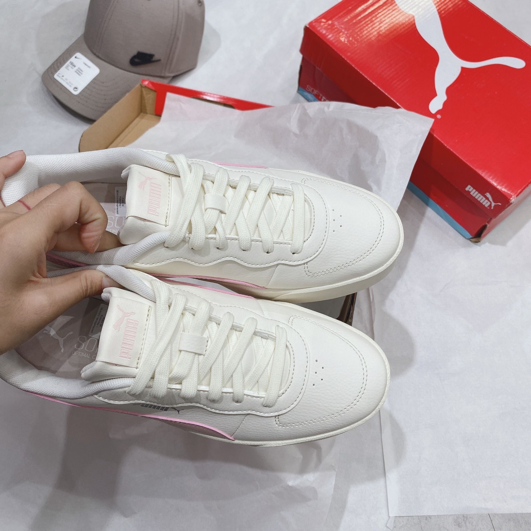 ★PUMA★ Sky Clean White Pink 38014705 380147-05 WMNS) PUMA Skye Clean Casual Board Shoes White/Pink 380147-05