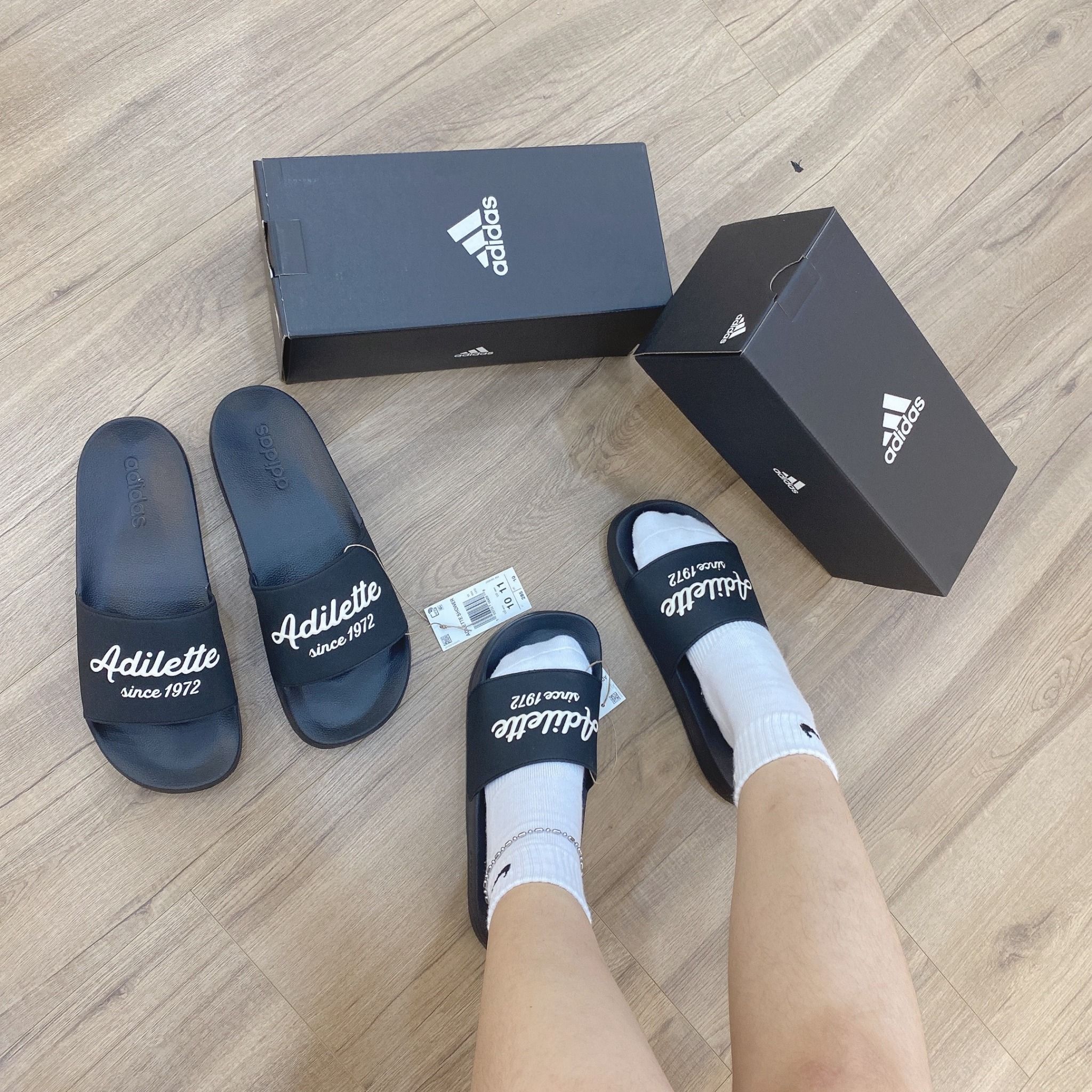  0377 - HÀNG CHÍNH HÃNG - DÉP ADIDAS SHOWER RETRO 1972 *ĐEN* - Code: GW8747 