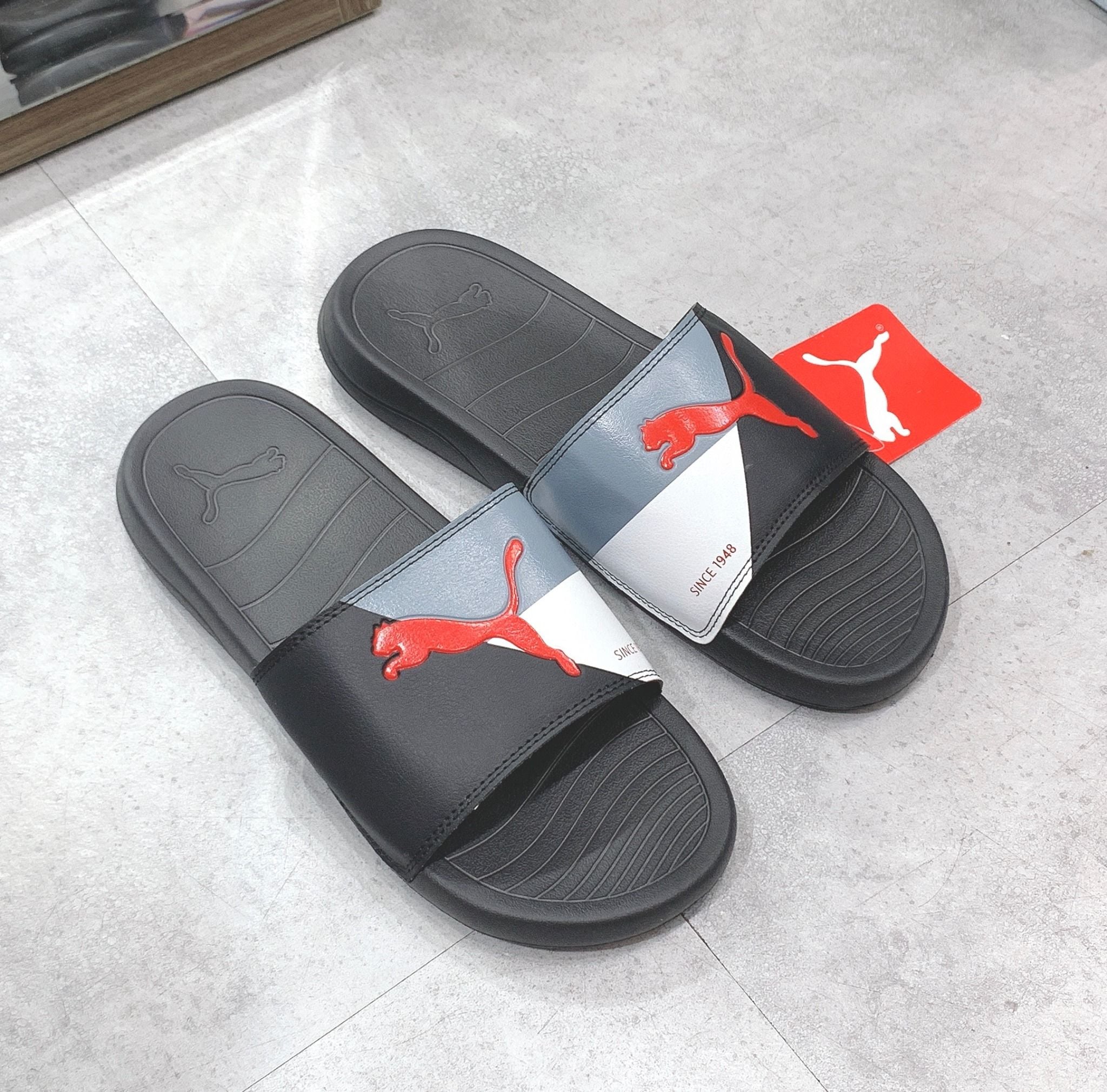  0404 - HÀNG CHÍNH HÃNG - DÉP PUMA POPCAT 2021 - *BLACK/RED LOGO* 