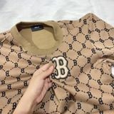  0429 - HÀNG CHÍNH HÃNG - ÁO Sweater MLB Monogram Diamond All Over Over Fit Sweatshirt Boston Red Sox  *Brown* - Code: 3AMTM0314-43BGD 