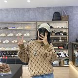  0429 - HÀNG CHÍNH HÃNG - ÁO Sweater MLB Monogram Diamond All Over Over Fit Sweatshirt Boston Red Sox  *Brown* - Code: 3AMTM0314-43BGD 