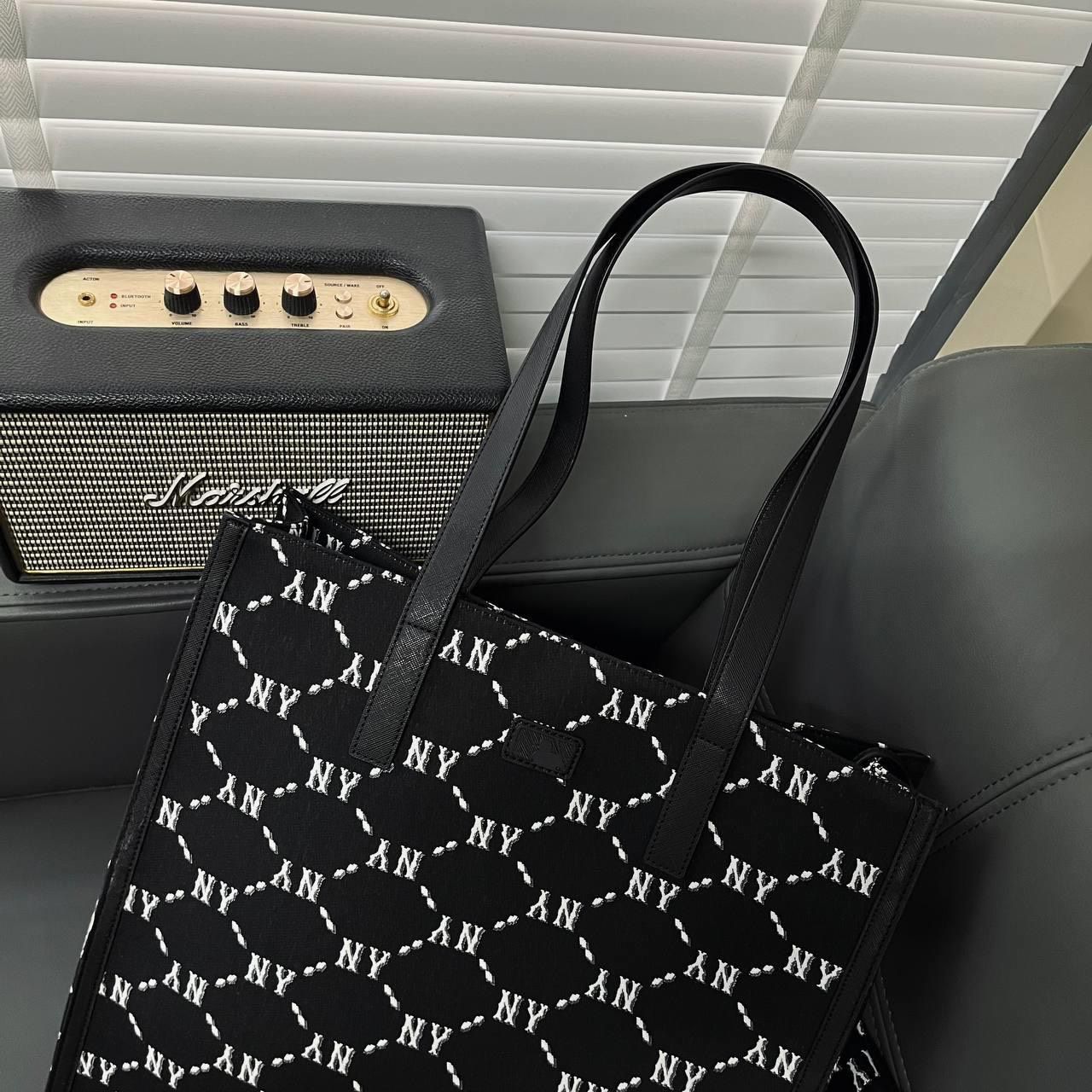  0437 - HÀNG CHÍNH HÃNG - Túi TOTE MLB họa tiết Monogram Shopping - *ĐEN DENIM* - Code: 3AORM012N-50BKS 