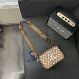  0430 - HÀNG CHÍNH HÃNG - TÚI MLB ĐEO CHÉO Monogram (Mini) Cross Bag New York Yankees *Beige* - Code: 32BGDM111-50B 