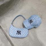  0435 - HÀNG CHÍNH HÃNG - TÚI MLB MONOGRAM HOBO BAG NEW YORK - *BABY BLUE* - CODE: 3ABQS012N-50BLL 