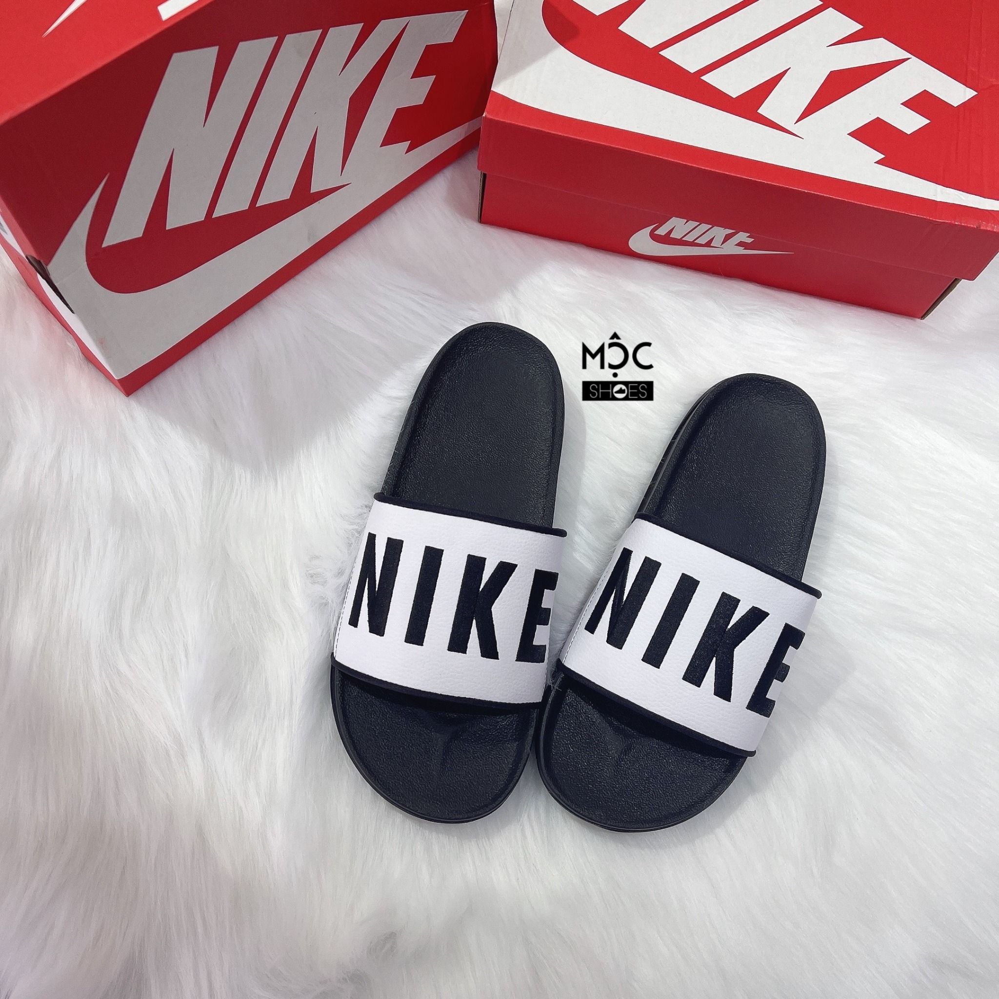  0451 - HÀNG CHÍNH HÃNG - DÉP NIKE OFFCOURT SLIDE - ĐEN QUAI TRẮNG - *Back/White* 