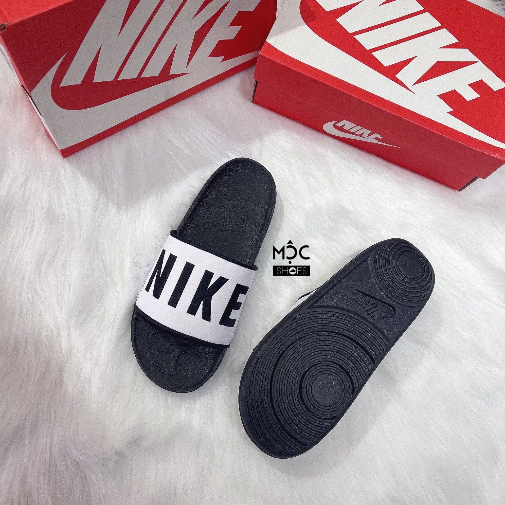  0451 - HÀNG CHÍNH HÃNG - DÉP NIKE OFFCOURT SLIDE - ĐEN QUAI TRẮNG - *Back/White* 
