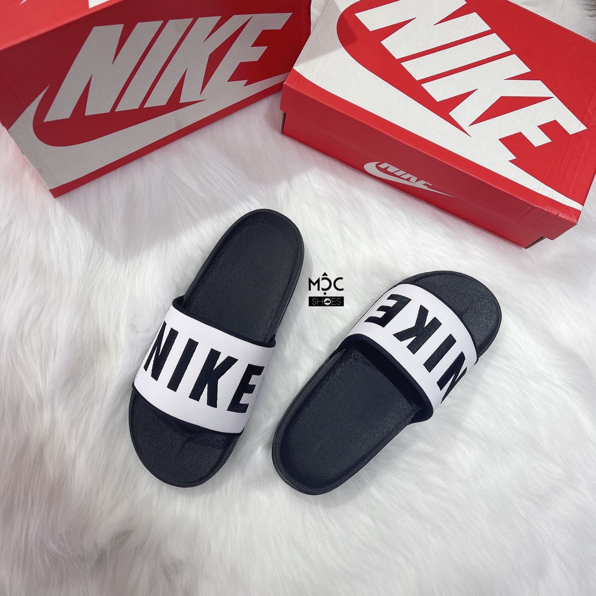  0451 - HÀNG CHÍNH HÃNG - DÉP NIKE OFFCOURT SLIDE - ĐEN QUAI TRẮNG - *Back/White* 