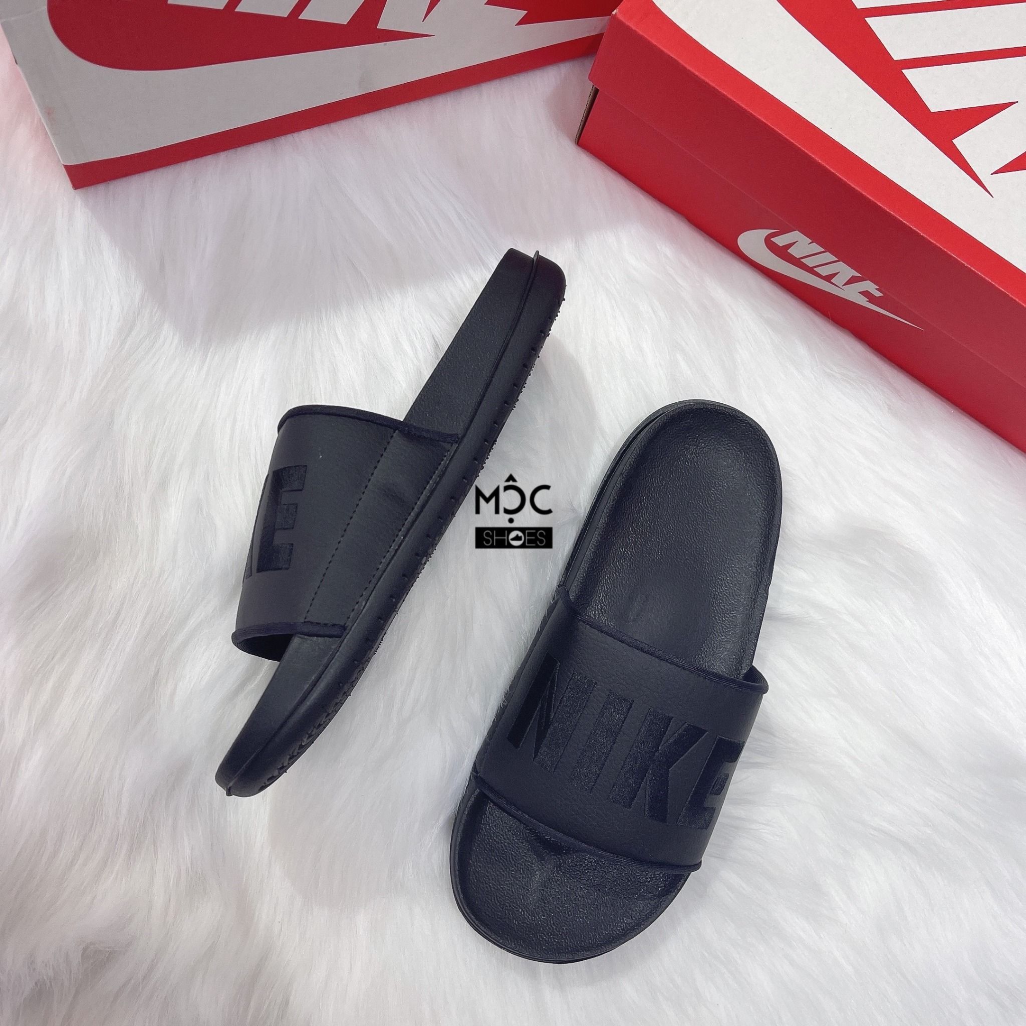  0450 - HÀNG CHÍNH HÃNG - DÉP NIKE OFFCOURT SLIDE - ĐEN Full - *All BLACK* 
