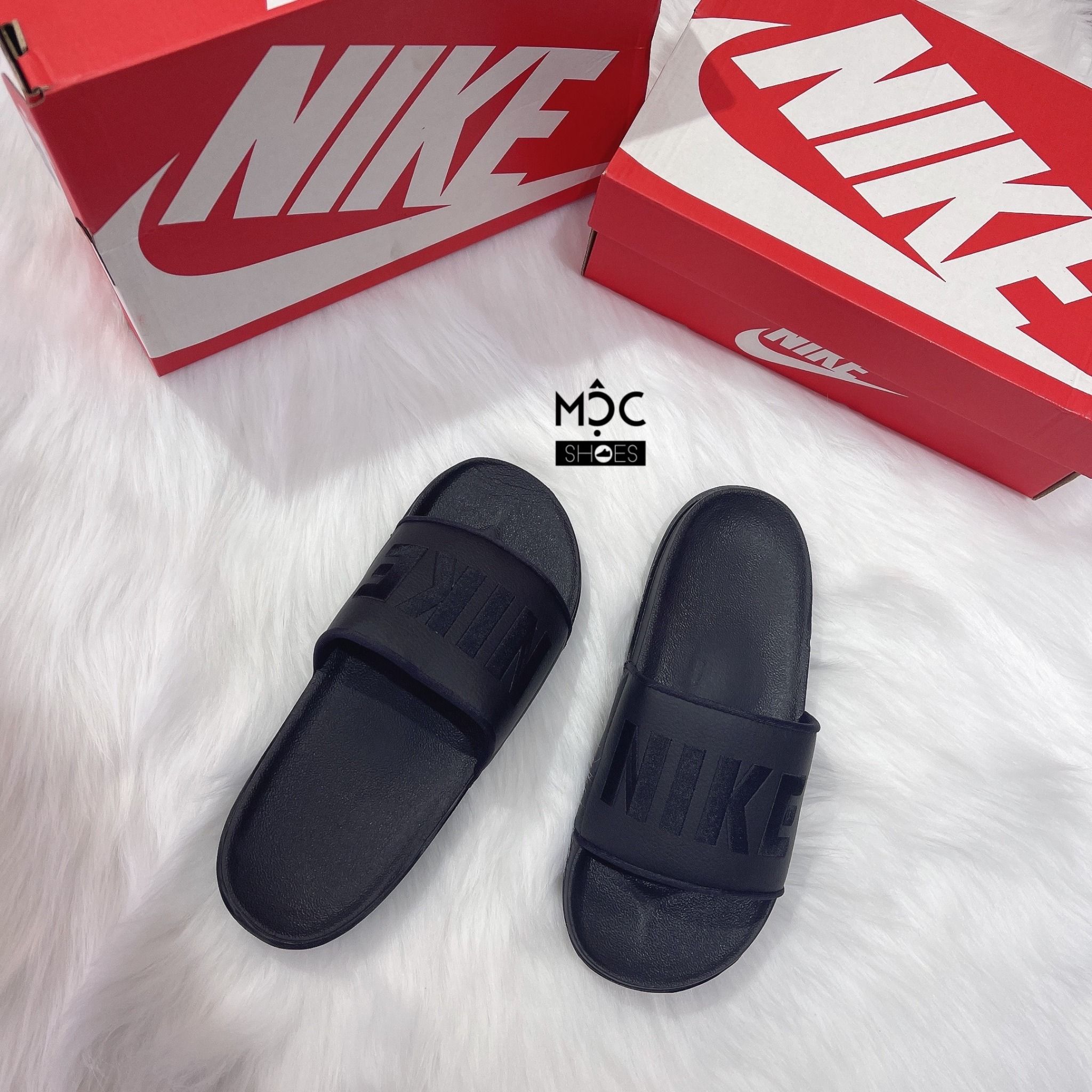  0450 - HÀNG CHÍNH HÃNG - DÉP NIKE OFFCOURT SLIDE - ĐEN Full - *All BLACK* 