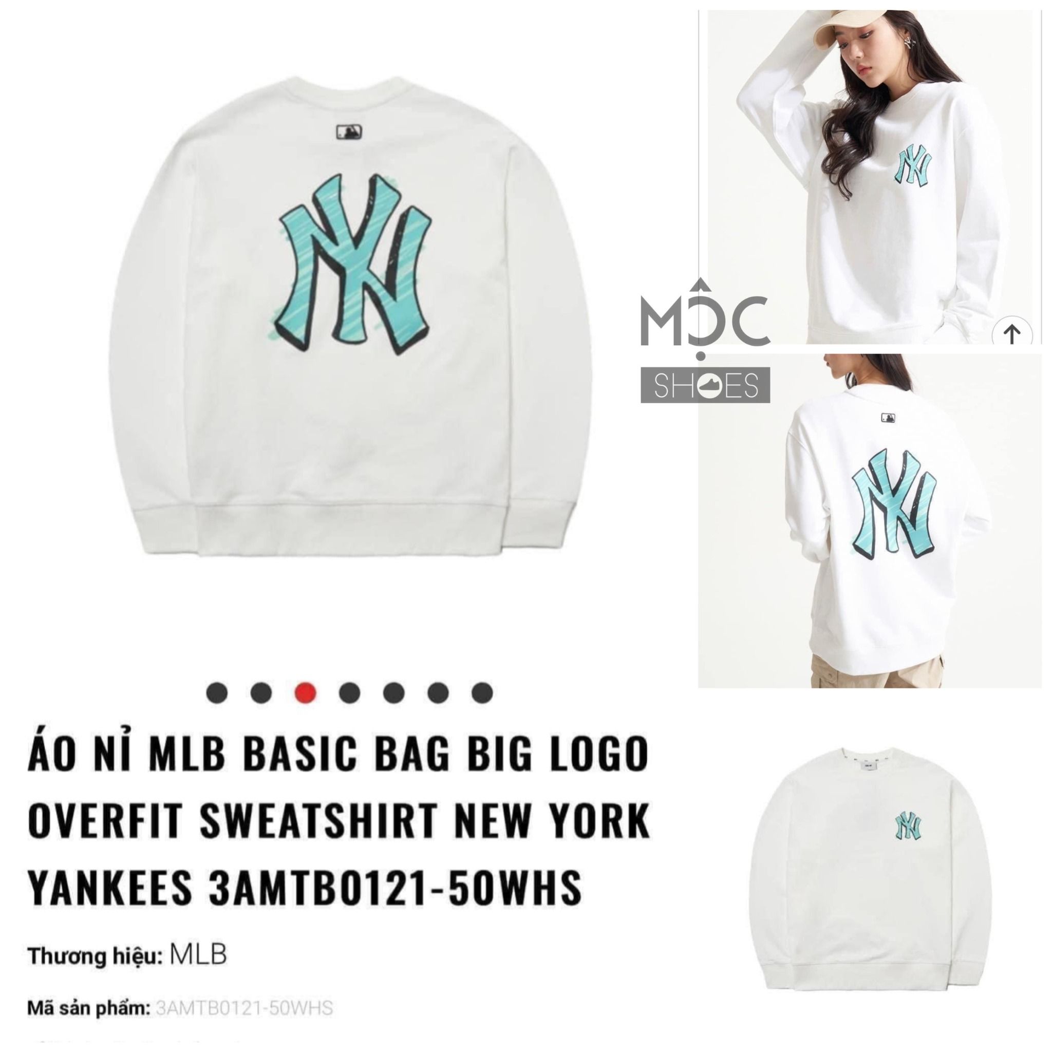 Áo Nỉ MLB Donald Duck Overfit Sweatshirt New York Yankees 3AMTD101450IVS  Trắng  Caos Store