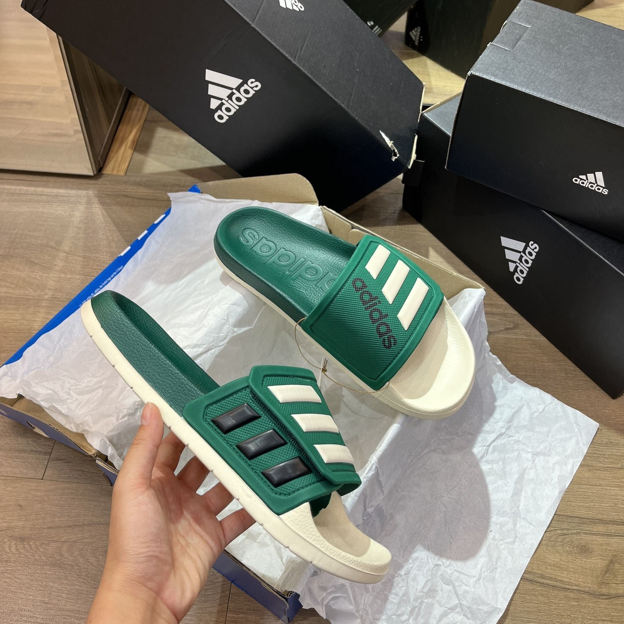  0478 - HÀNG CHÍNH HÃNG - DÉP QUAI NGANG ADIDAS ADILETTE TND MÀU XANH LÁ GREEN - CODE: GZ5934 