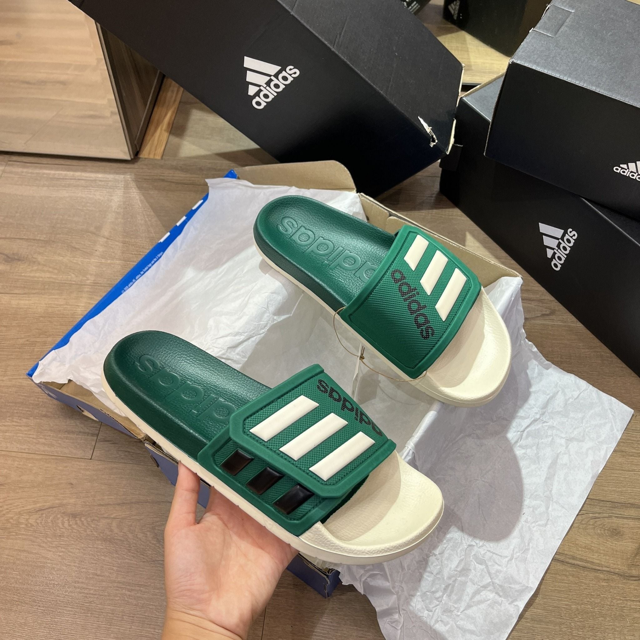  0478 - HÀNG CHÍNH HÃNG - DÉP QUAI NGANG ADIDAS ADILETTE TND MÀU XANH LÁ GREEN - CODE: GZ5934 