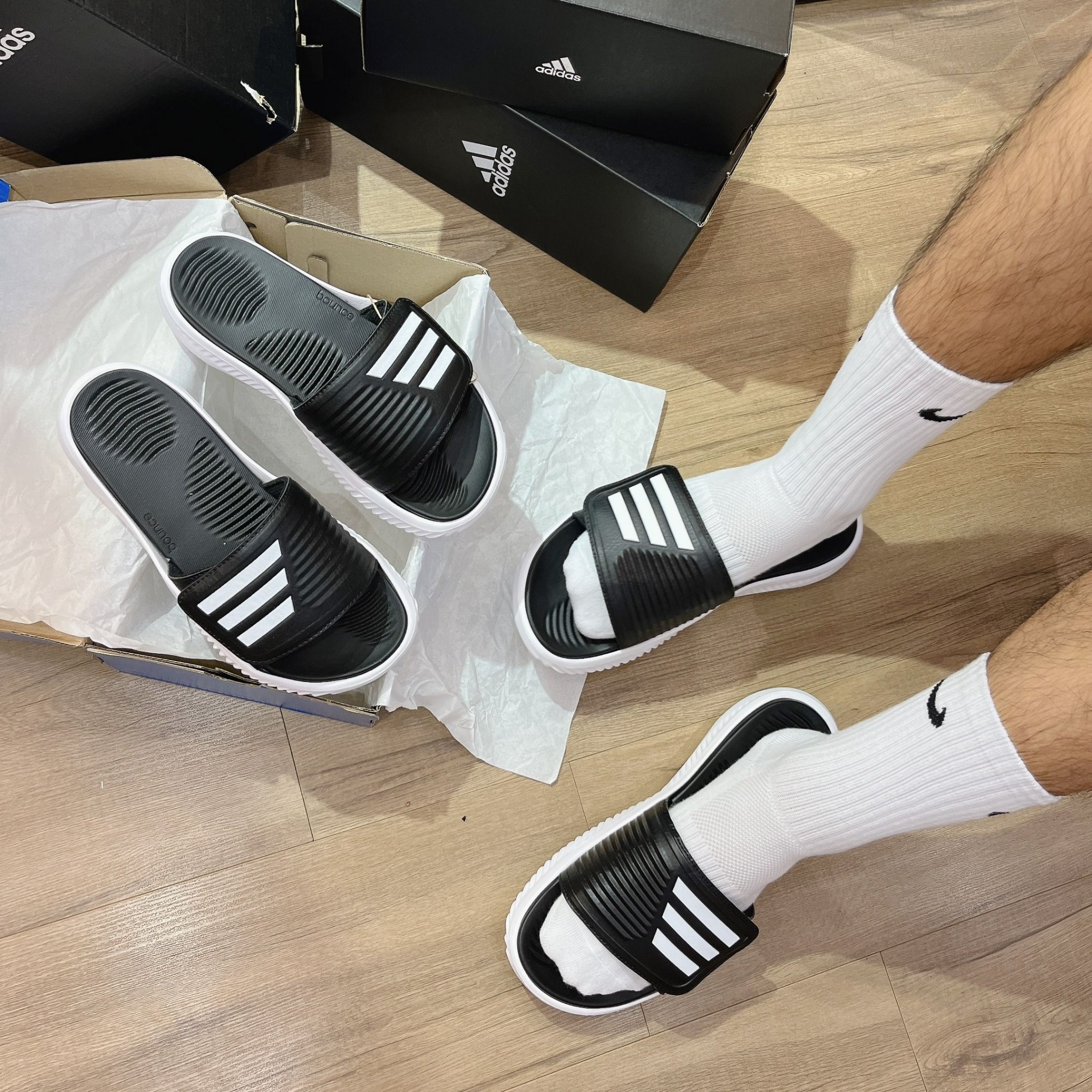  0479 - HÀNG CHÍNH HÃNG - DÉP QUAI NGANG ADIDAS ALPHA BOUNCE 2.0 CORE BLACK - CODE: GY9415 