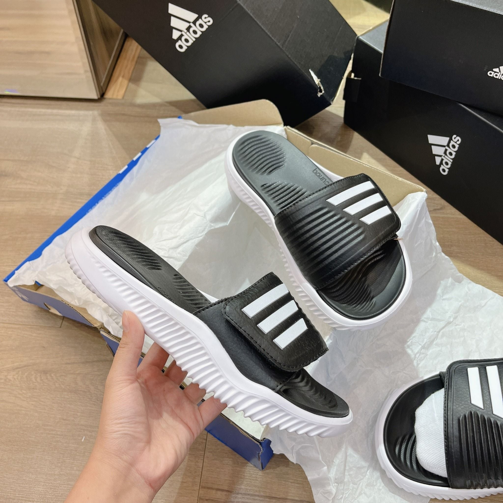  0479 - HÀNG CHÍNH HÃNG - DÉP QUAI NGANG ADIDAS ALPHA BOUNCE 2.0 CORE BLACK - CODE: GY9415 