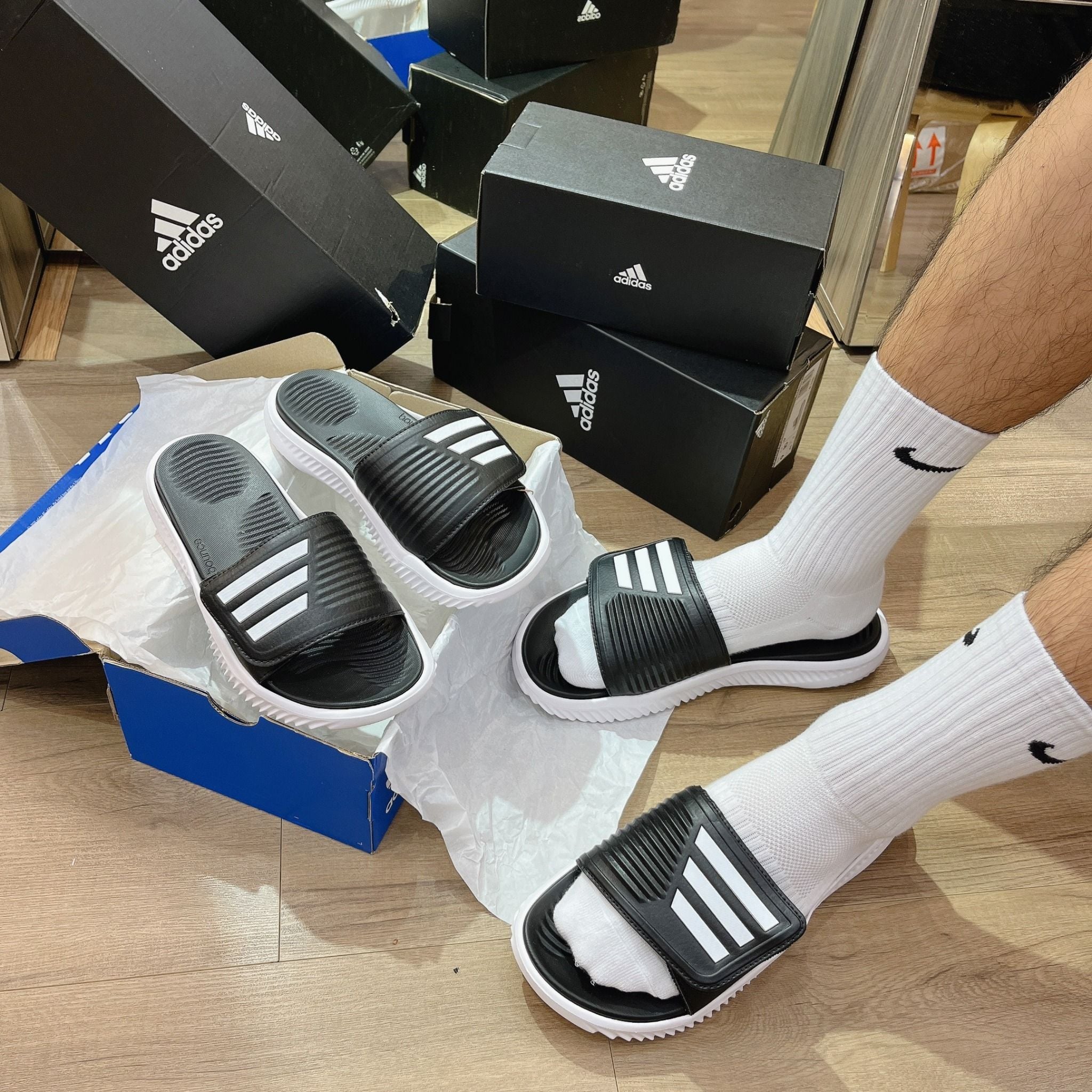  0479 - HÀNG CHÍNH HÃNG - DÉP QUAI NGANG ADIDAS ALPHA BOUNCE 2.0 CORE BLACK - CODE: GY9415 