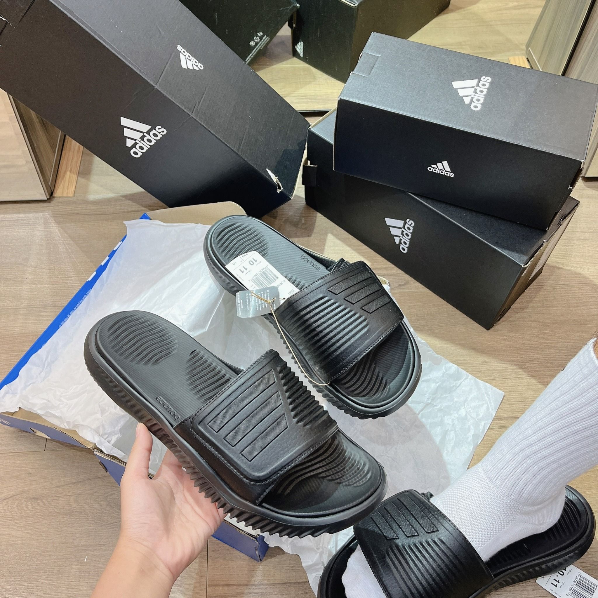  0480 - HÀNG CHÍNH HÃNG - DÉP QUAI NGANG ADIDAS ALPHA BOUNCE 2.0 TRIPPLE BLACK - CODE: GY9415 