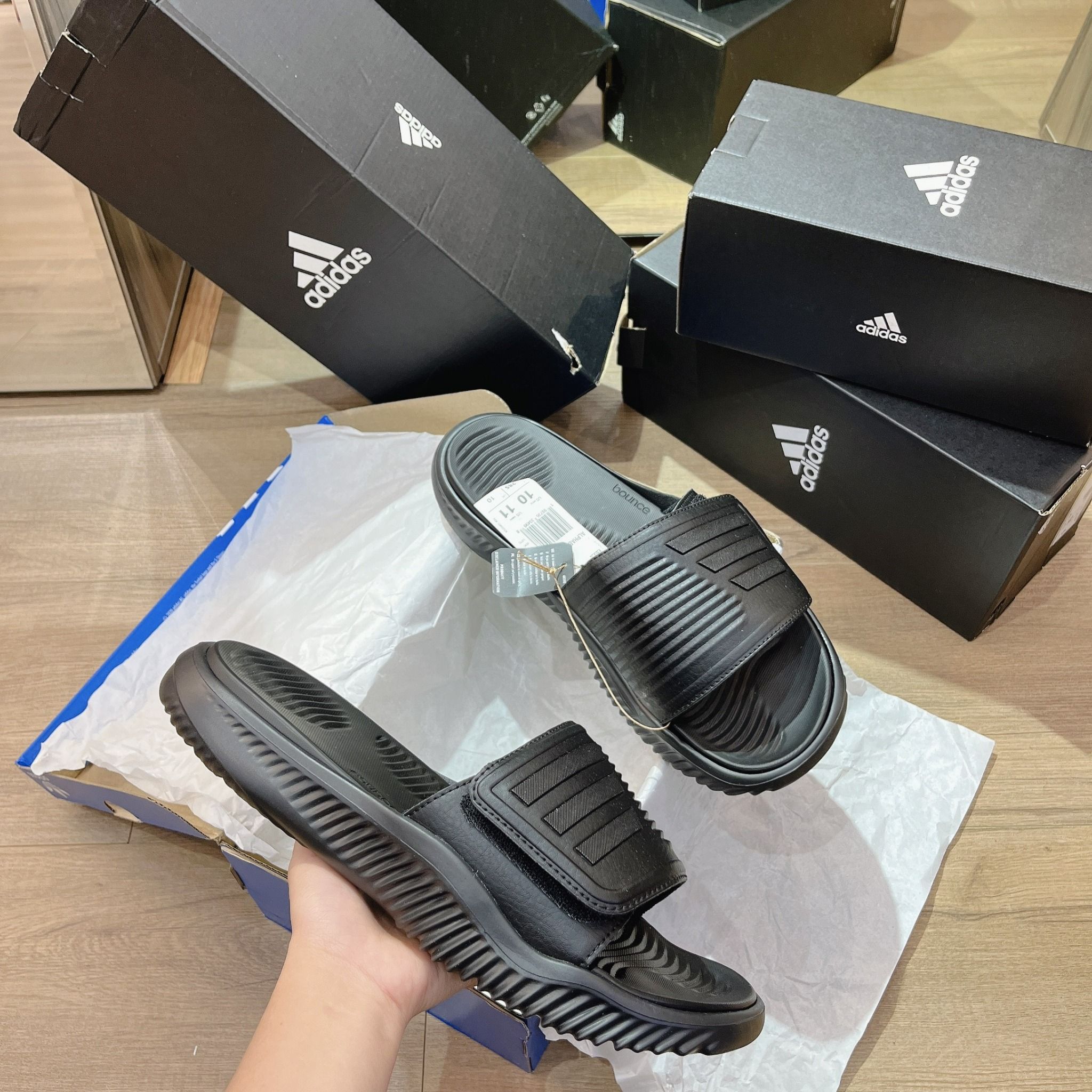  0480 - HÀNG CHÍNH HÃNG - DÉP QUAI NGANG ADIDAS ALPHA BOUNCE 2.0 TRIPPLE BLACK - CODE: GY9415 