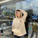  0511 - HÀNG CHÍNH HÃNG - ÁO HOODIE TAY DÀI CÓ MŨ MLB HOẠ TIẾT B ZICZAC MÀU *BEIGE/BROWN* 2022 