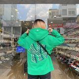  0509 - HÀNG CHÍNH HÃNG - ÁO HOODIE TAY DÀI CÓ MŨ MLB HOẠ TIẾT NY ZICZAC MÀU *GREEN/XANH LÁ* 2022 