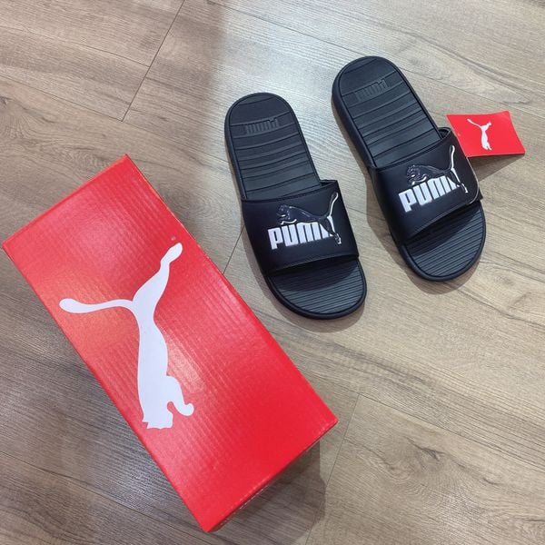  0525 - HÀNG CHÍNH HÃNG - DÉP QUAI NGANG PUMA COOL CAT MÀU ĐEN LOGO TRONG SUỐT - *BLACK/WHITE* - CODE: 383441 01 