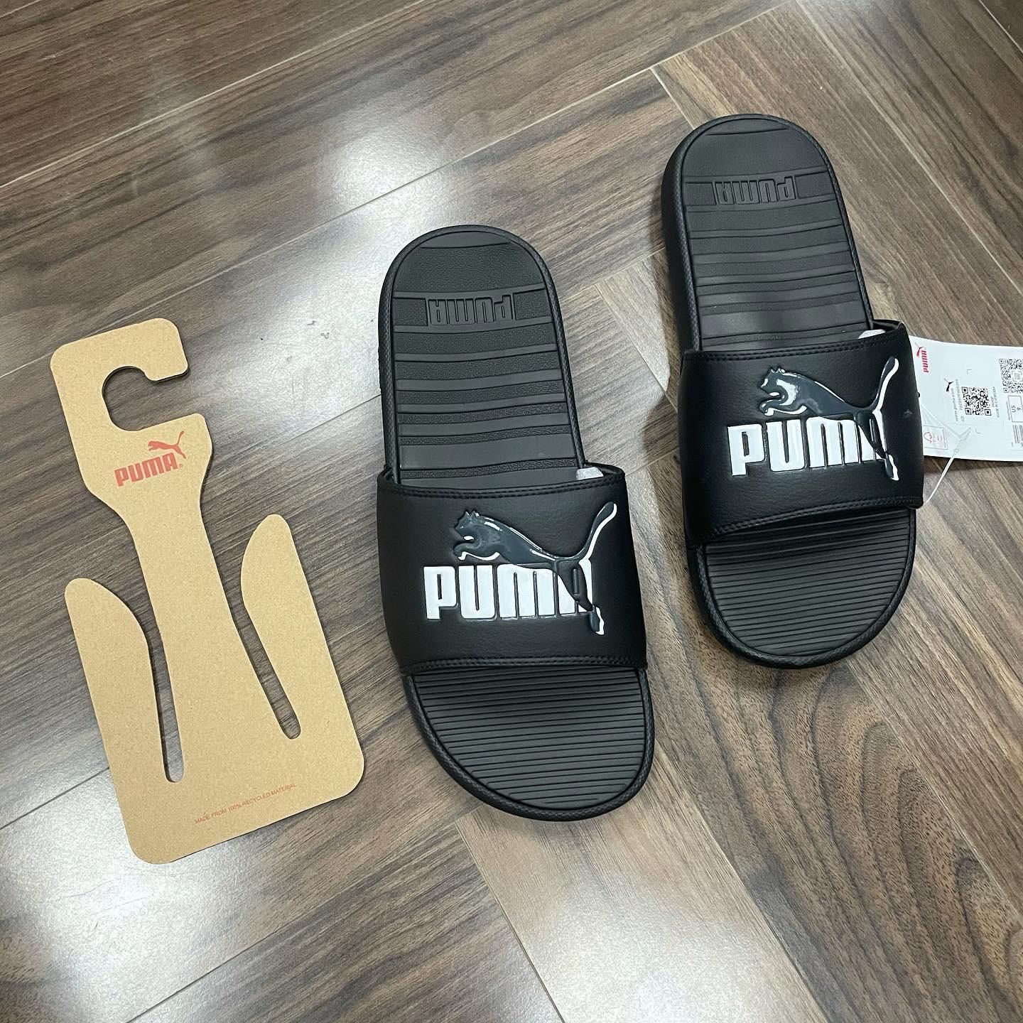  0525 - HÀNG CHÍNH HÃNG - DÉP QUAI NGANG PUMA COOL CAT MÀU ĐEN LOGO TRONG SUỐT - *BLACK/WHITE* - CODE: 383441 01 