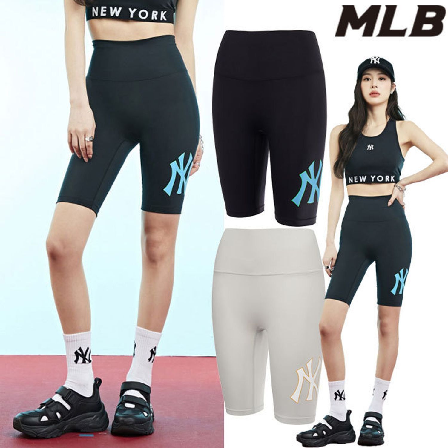 0533  HÀNG CHÍNH HÃNG  QUẦN MLB BIKER LEGGING NỮ ATHLEISURE MÀU ĐEN  MỘC  SHOES