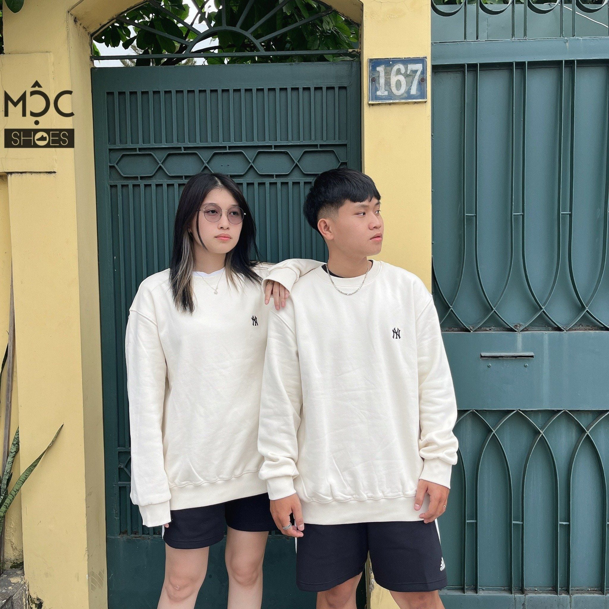  0554 - HÀNG CHÍNH HÃNG - ÁO SWEATER MLB NEW YORK YANKEES LOGO BASIC NY MÀU TRẮNG KEM - *CREAM* - CODE: 3AMTB0616 - 50CRS 